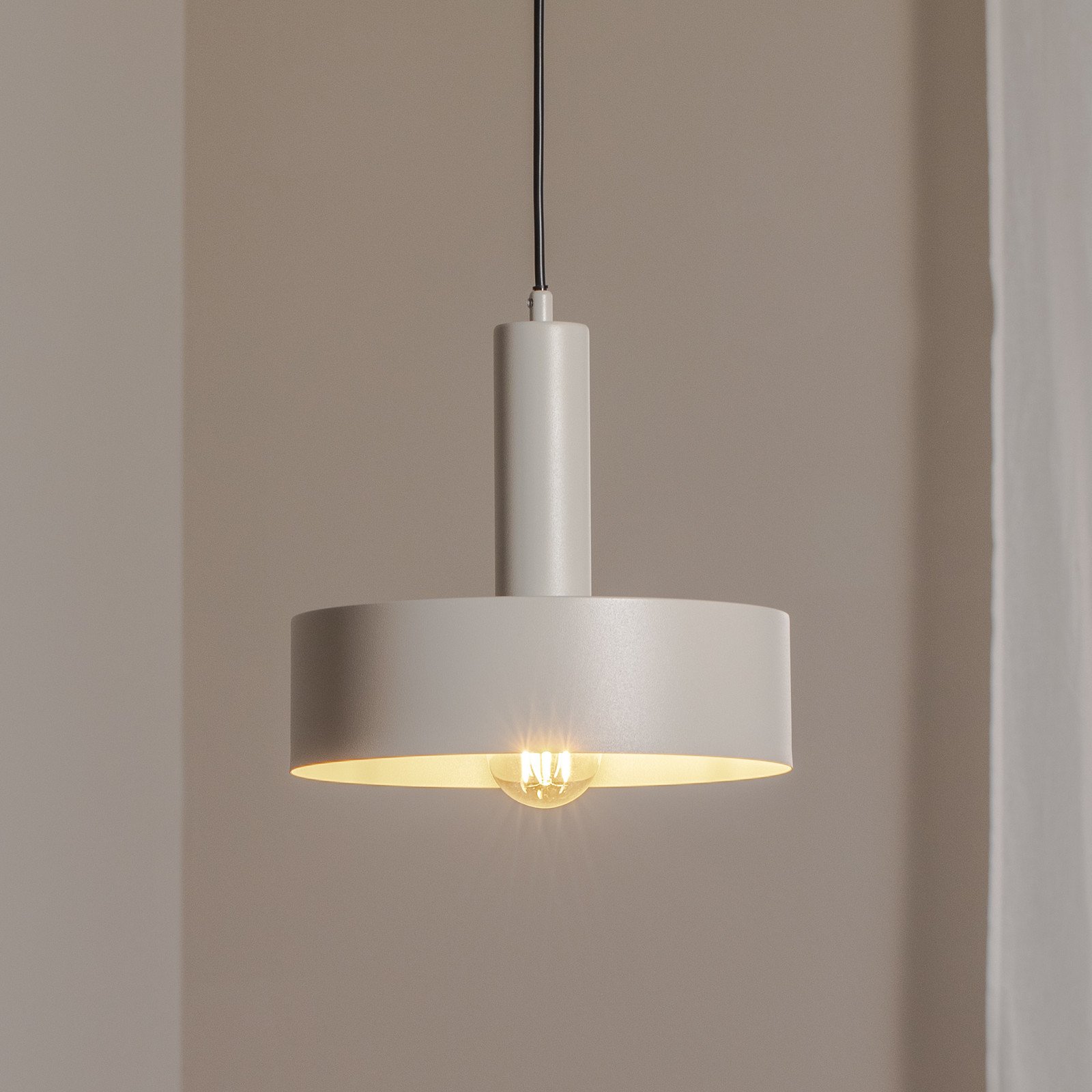 SIGMA Lampă suspendată Vitrum rotundă gri-maro cilindrică Ø 27 cm - Camera de zi / sufragerie - Modern - taupe - Metal