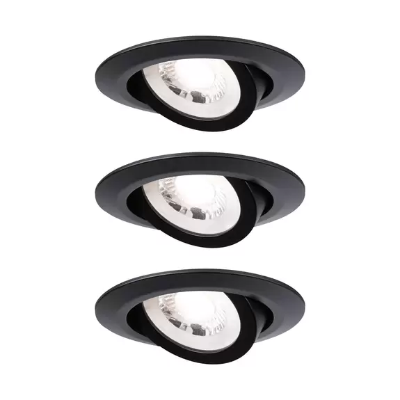 Lampenwelt Paulmann LED-Einbaulampe 93367, Set 3x4,8W schwarz