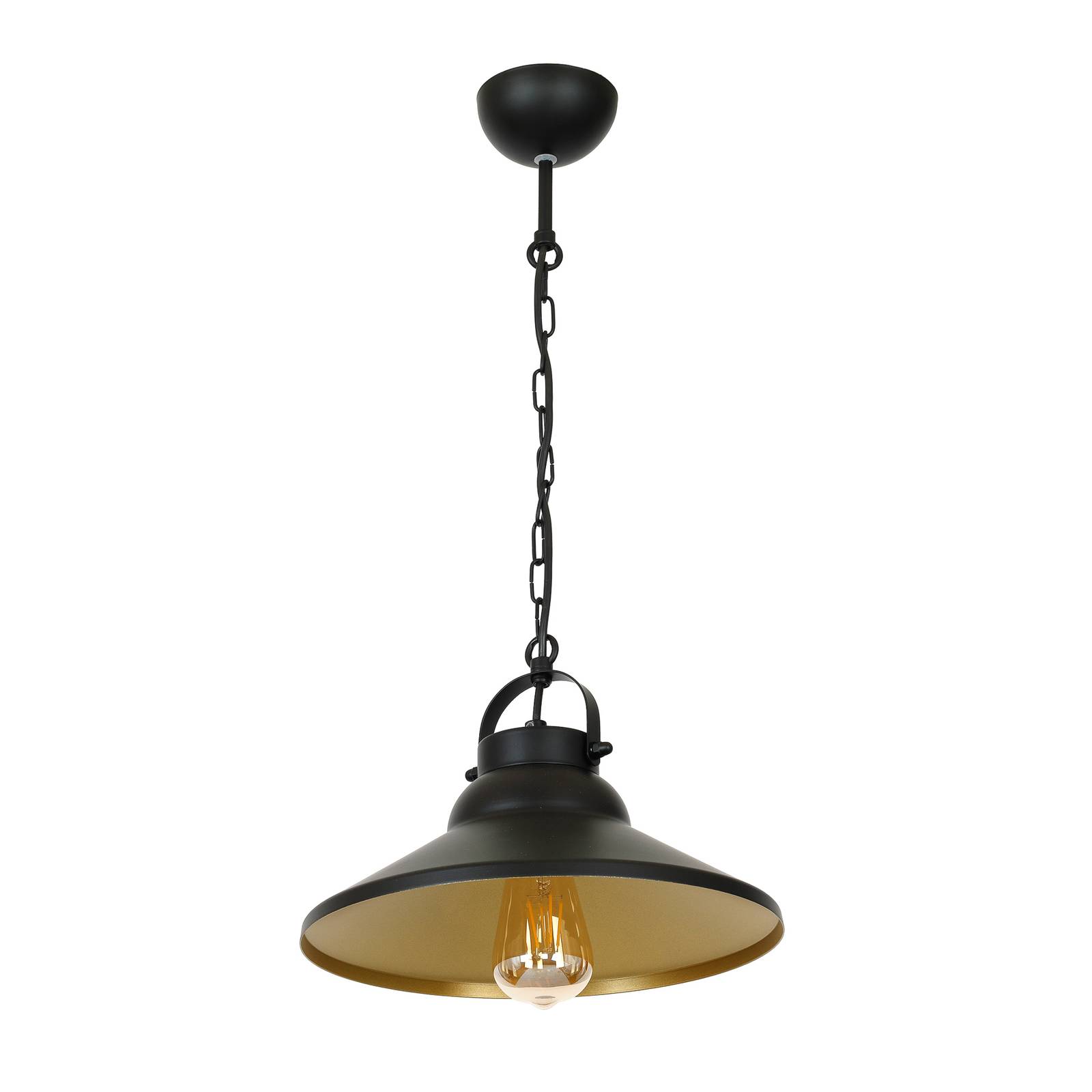 Hänglampa Taft med skärm i svart och guld