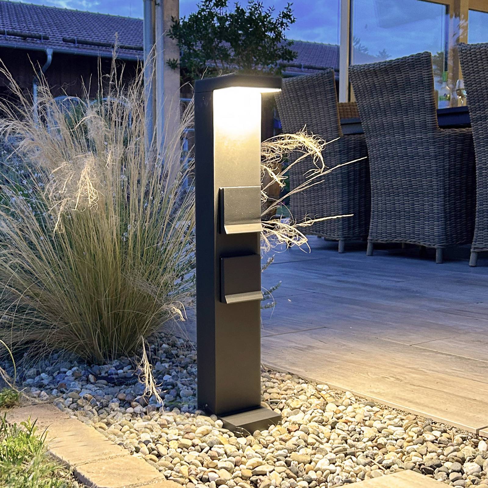 Deko-Light lampe pour socle LED Colonne de prises Lerna, 60 cm, aluminium gris foncé