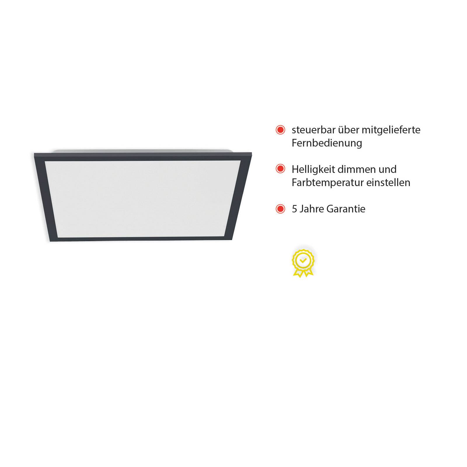 Lampa sufitowa LED Flat, CCT, czarna, 45 x 45 cm