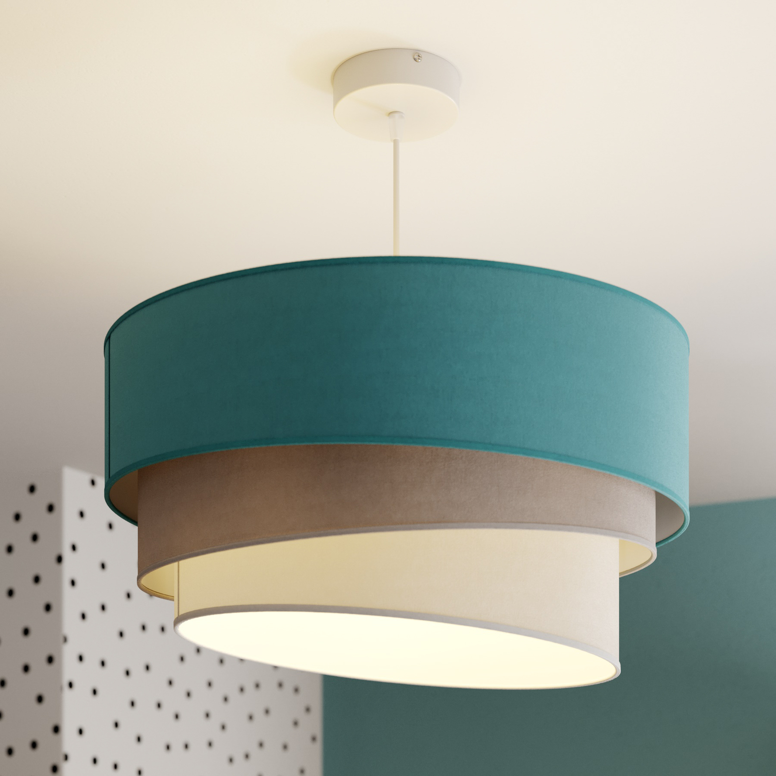 Hanglamp Pastell Trio turquoise/grijs/lichtgrijs
