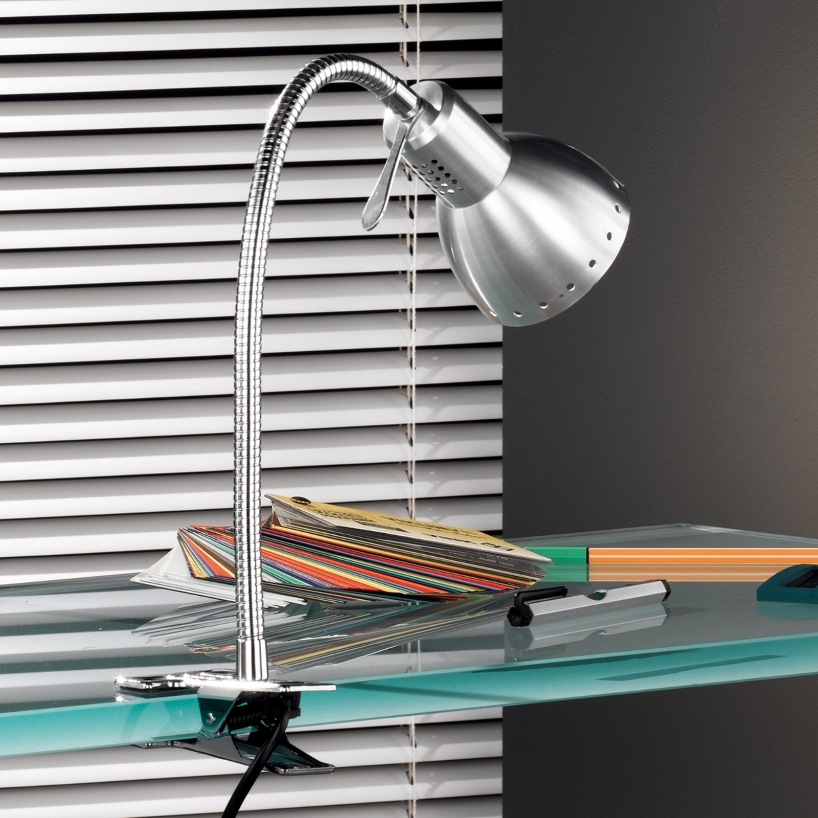 Fischer&honsel Gmbh Bordlampe Pitt med klemme - skrivebordslampe - klemmelampe - moderne lampe arbejdsværelse - alu - metal