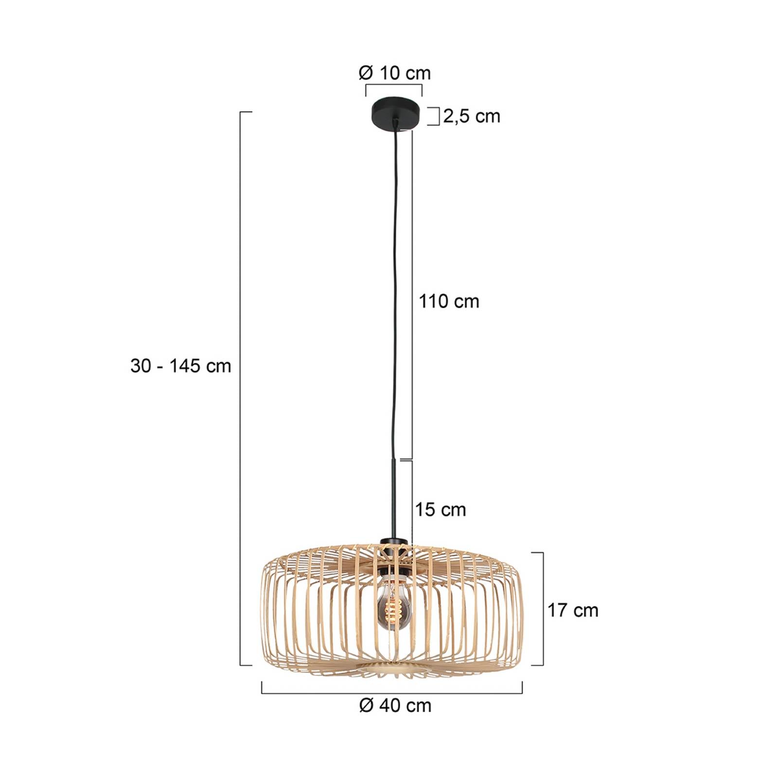 Steinhauer Suspension Sparkled Light, noir/bambou naturel, Ø 40 cm