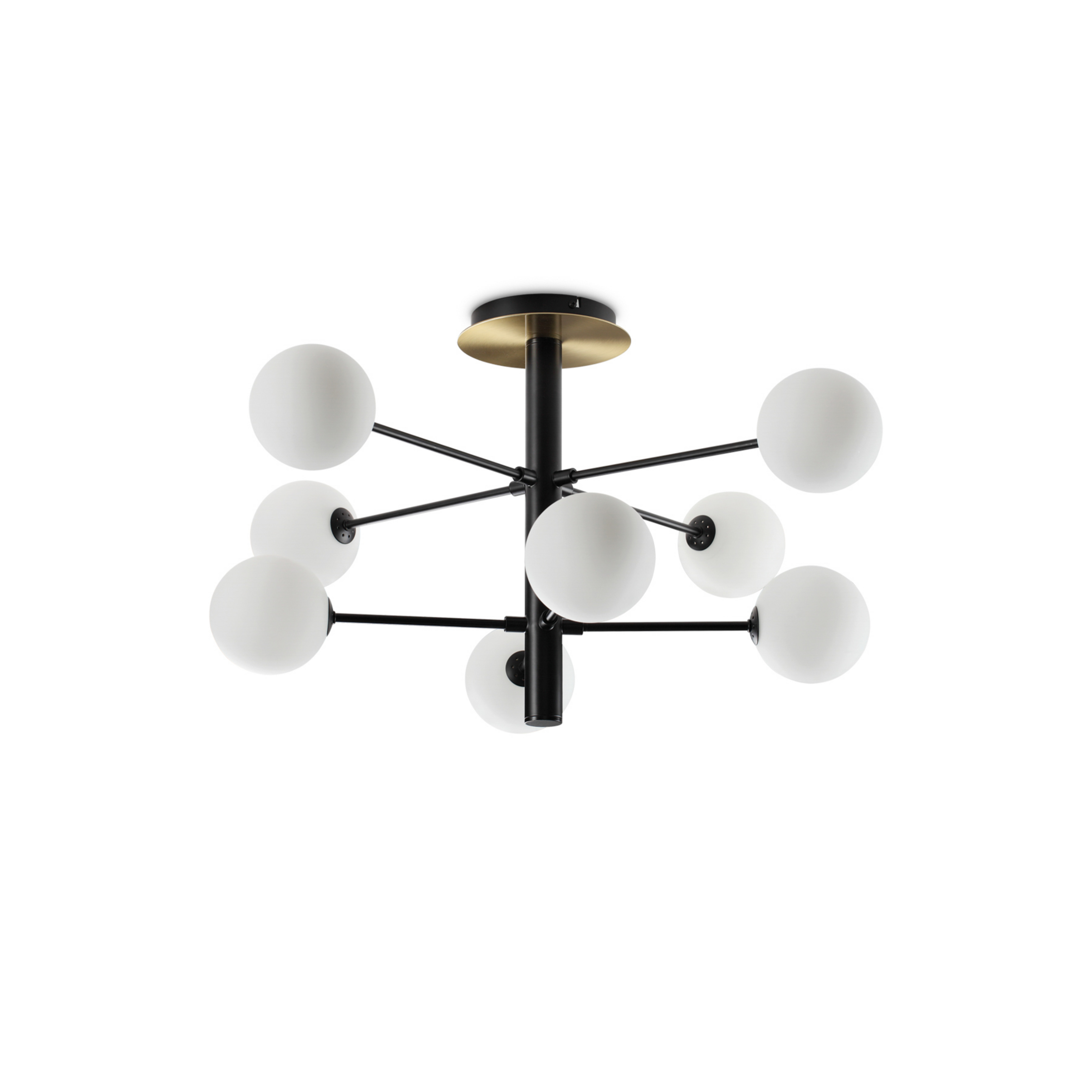 Ideal Lux plafonnier Cosmopolitan noir métal verre 8flg.