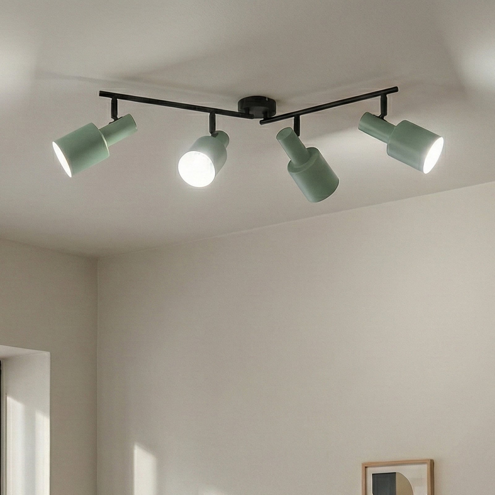 Ovelia 4 Plafond Green/Black Lindby - Vardagsrum - Modern - Metall - Med flera ljusk&auml;llor