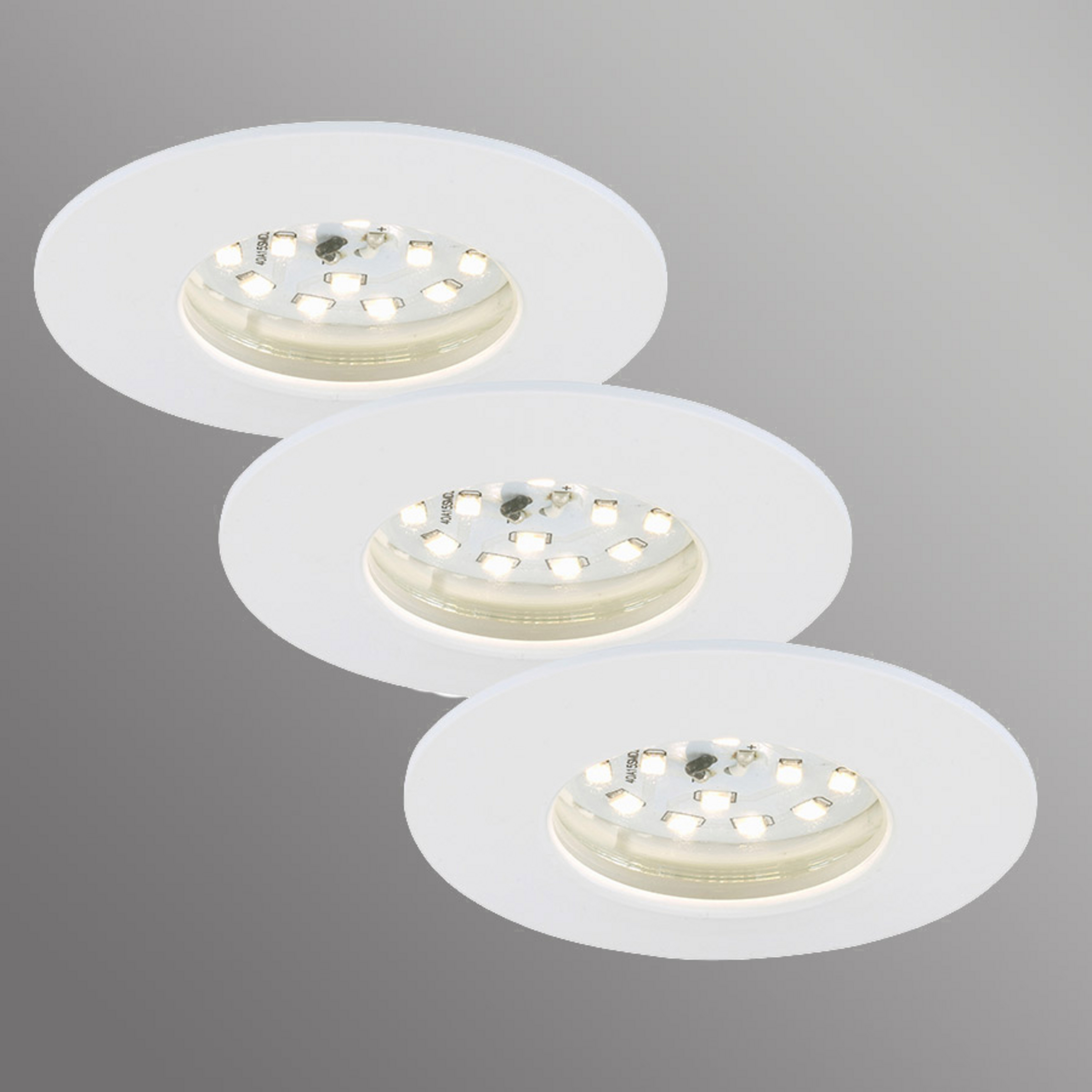 Candeeiro de embutir LED Attach Dime, IP44, Set de 3, branco