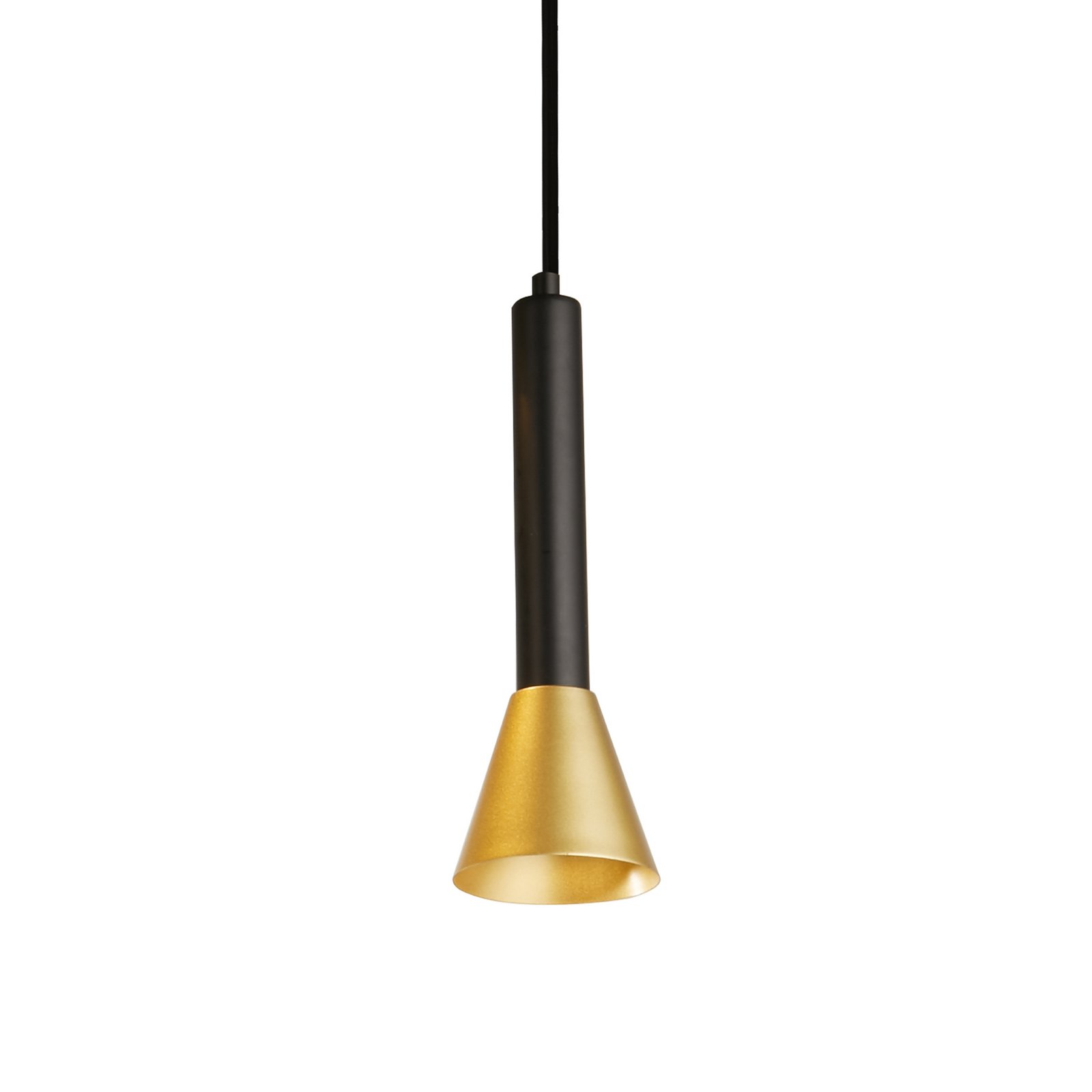 Lámpara colgante Signal, Ø 9 cm, negro/dorado, metal