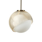 IDEAL LUX Bloom hanging light, Ø 22 cm, brass, metal/glass