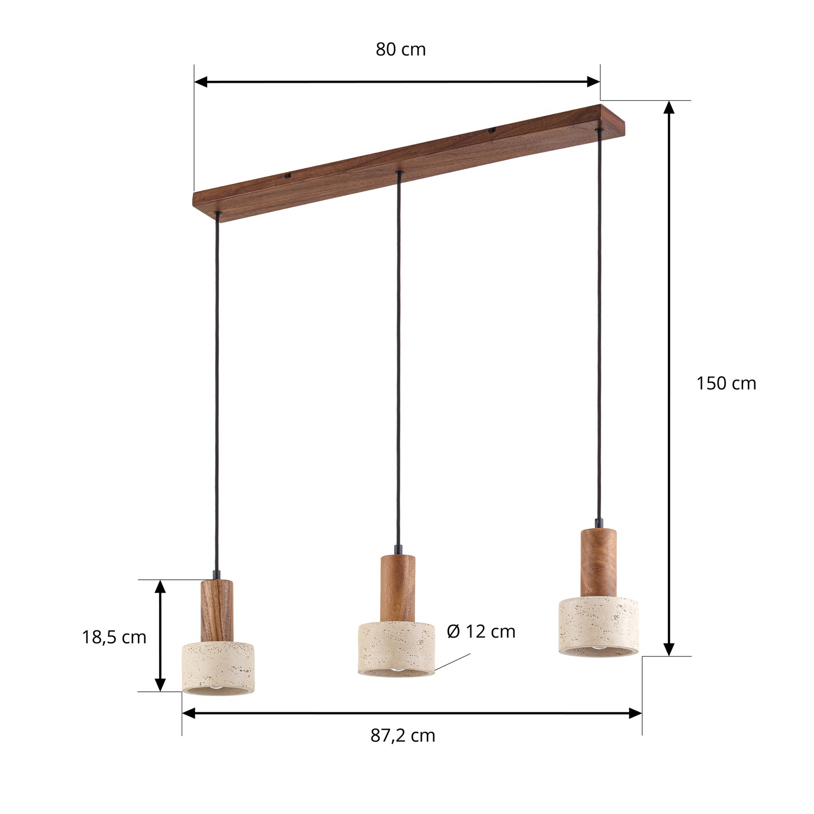 Lucande Hängeleuchte Carlotta, 3-flg., 80 cm, beige, Beton Lucande Hängeleuchte Carlotta, 3-flg., 80 cm, beige, Beton