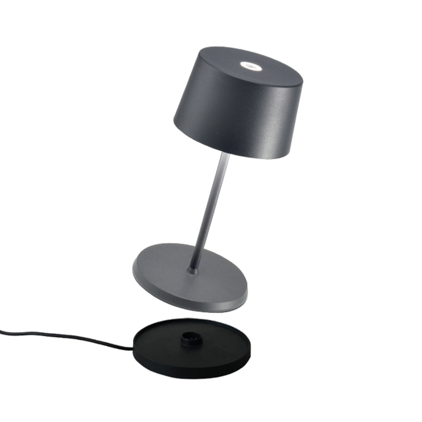 Zafferano Olivia mini 3K uzlādējama galda lampa pelēka