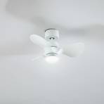 Stropni ventilator Lindby LED Enon, bel, DC motor, tih