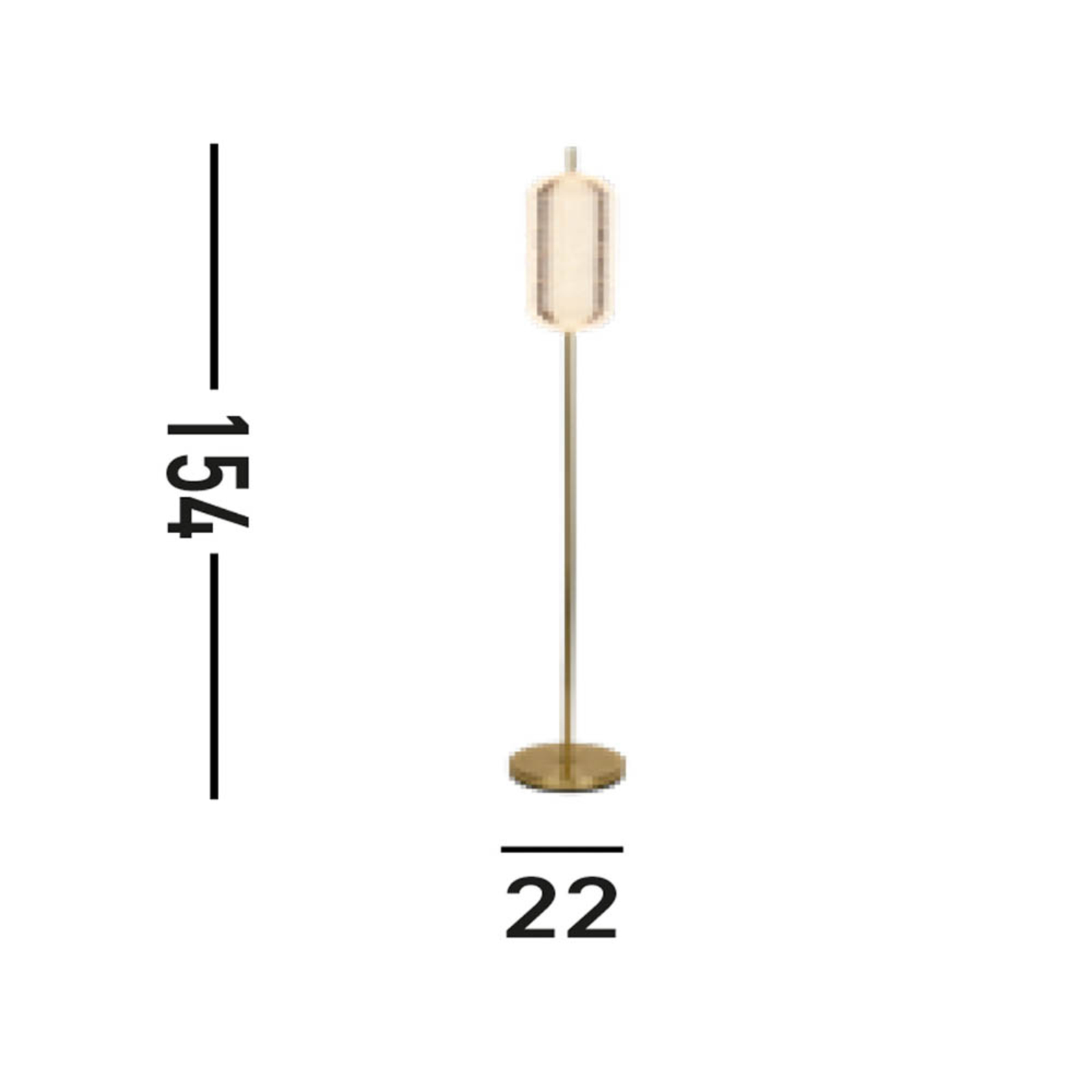 LED-Stehleuchte Capsule, messingfarben, Eisen, Acryl