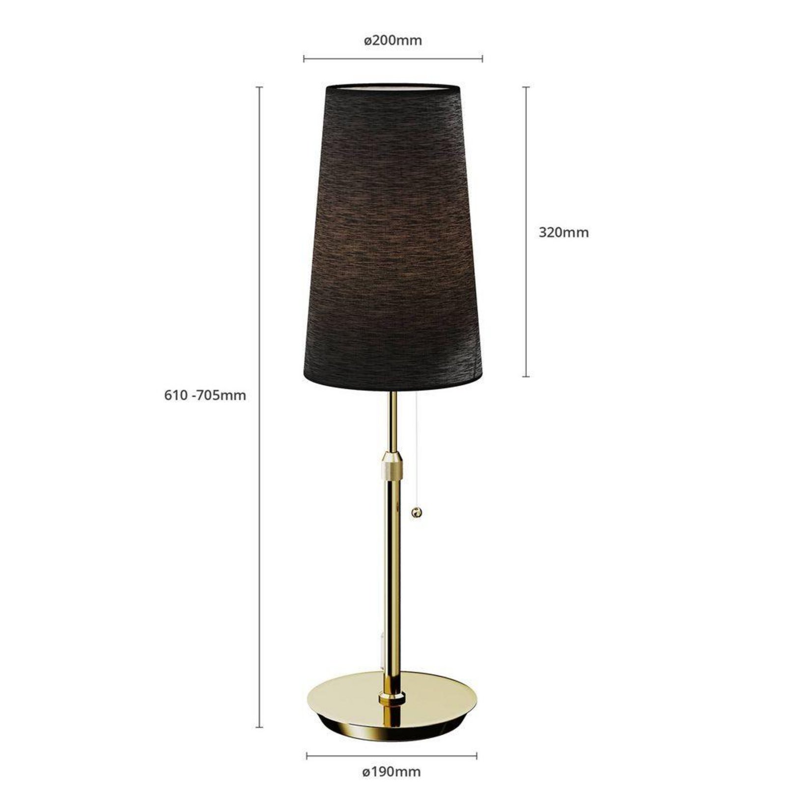 Pordis Lampă de Masă Brass/Black - Lucande