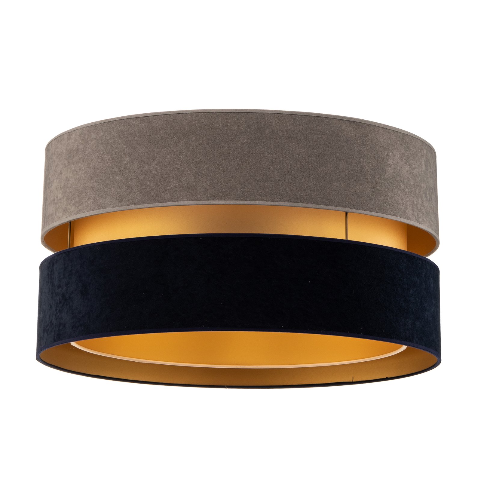 Taklampe Duo, marineblå/grå/gull, Ø60cm