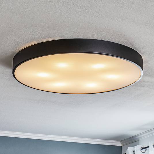 Cleo ceiling lamp, glass diffuser black Ø 78 cm | Lights.co.uk