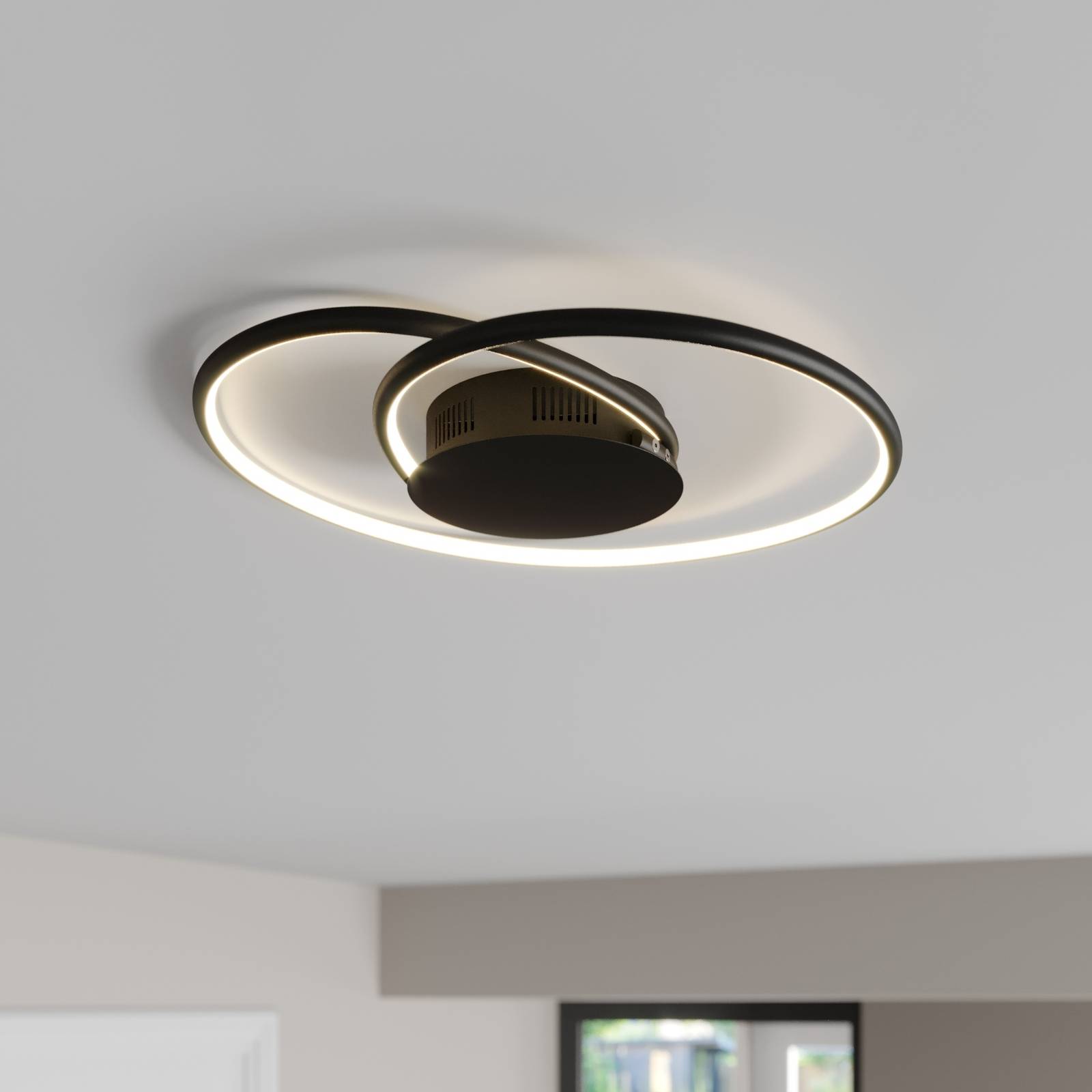 Lindby Joline lampa sufitowa LED, czarna 45 cm