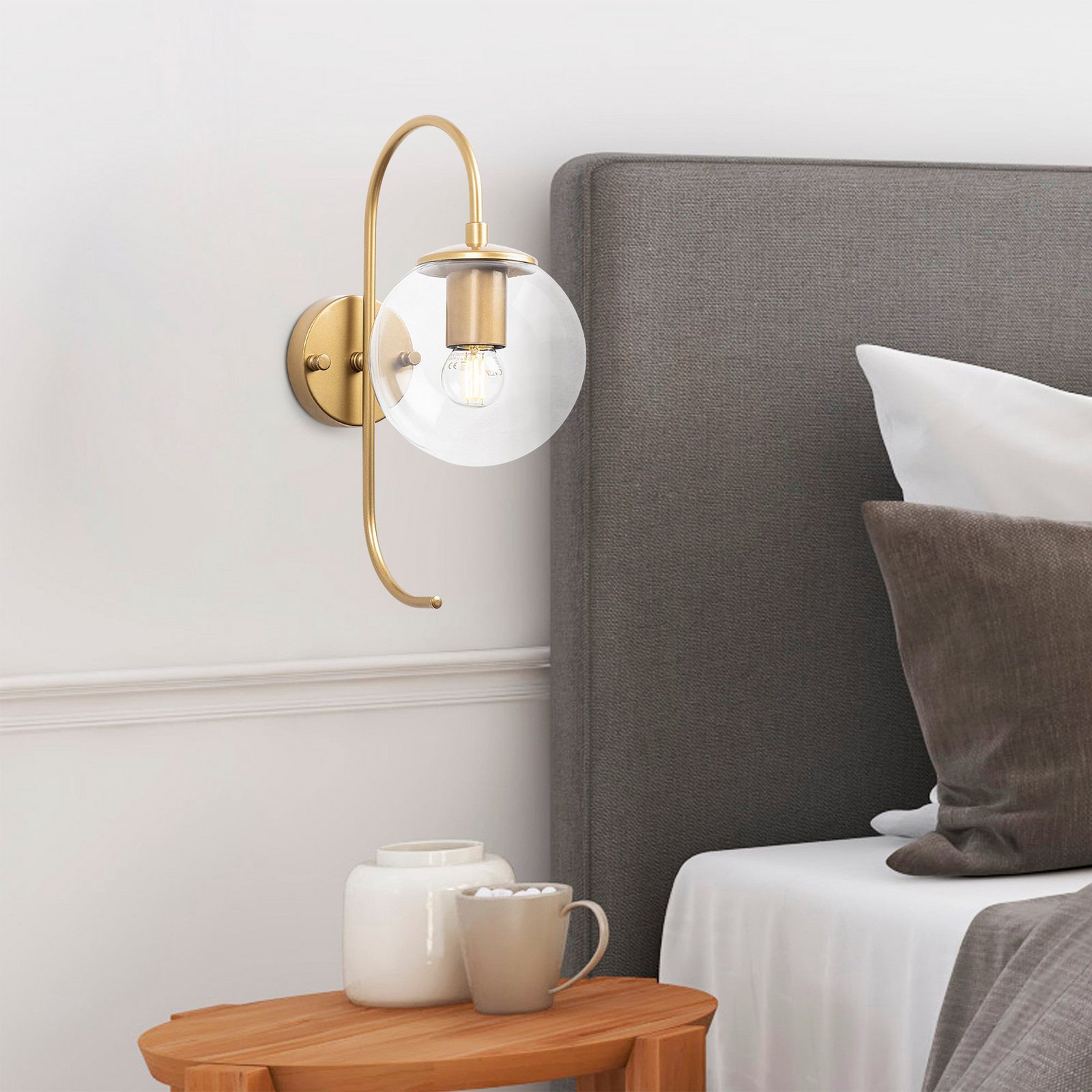 Jewel wall light, gold-coloured, glass, height 36 cm, E14