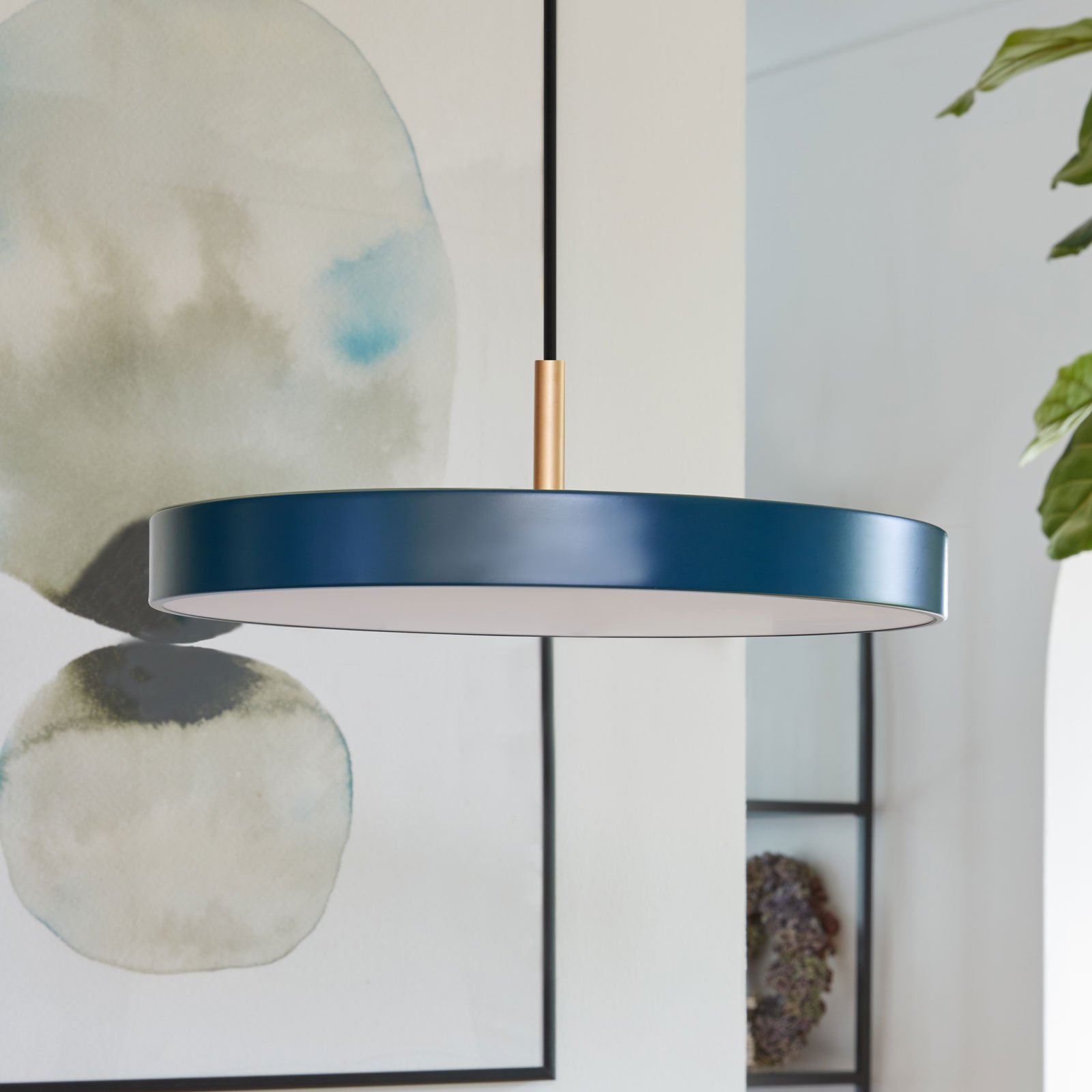 UMAGE Asteria mini hanging light brass petrol blue