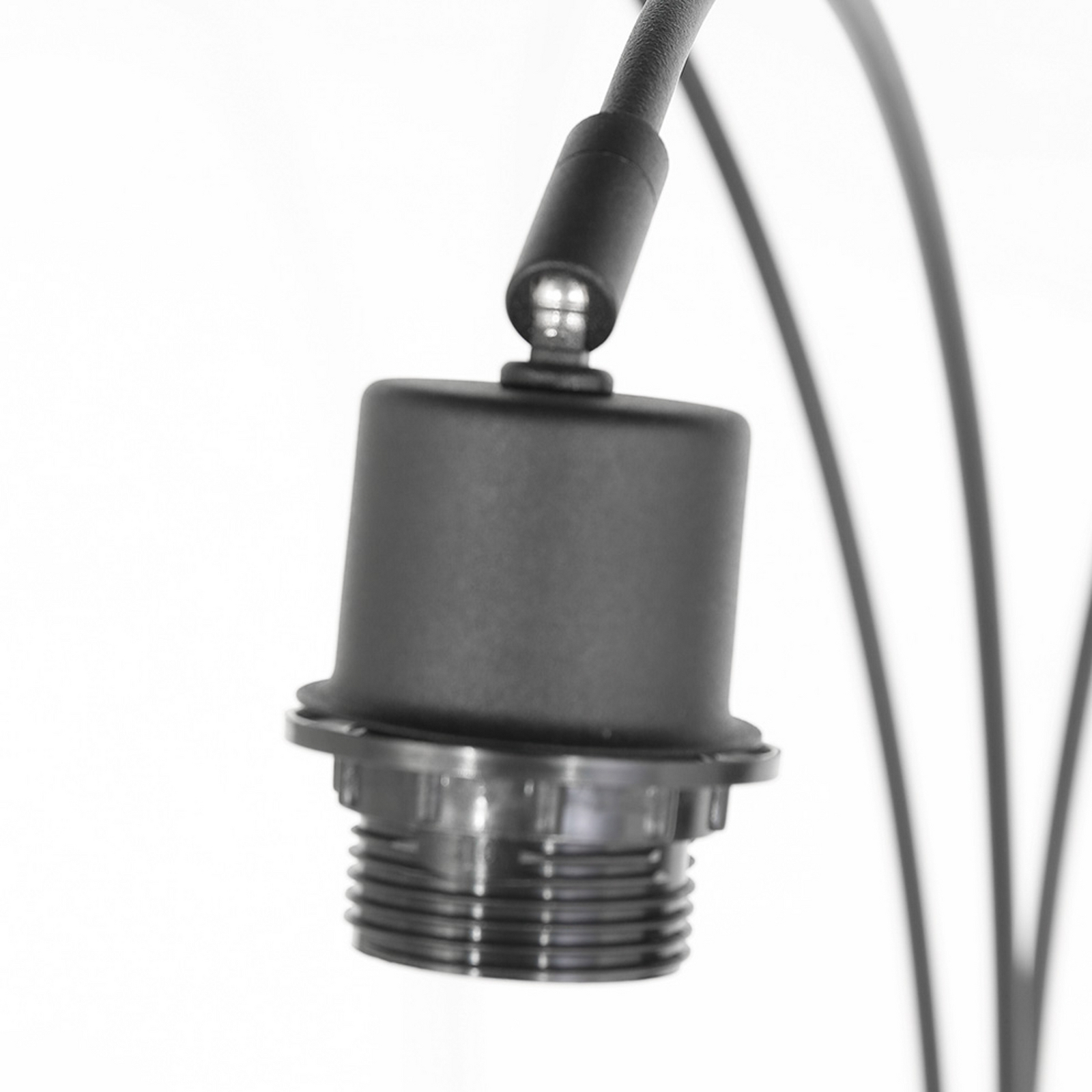 Lámpara de pie Nox Light de 3 luces, negra, con varillas de bambú, E27