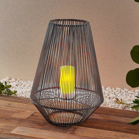 Lampada solare da esterno 30h cm in rattan naturale