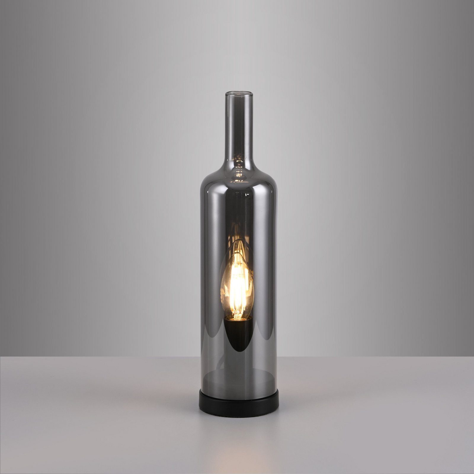 JUST LIGHT. tafellamp Bottle, rookgrijs, glas, E14