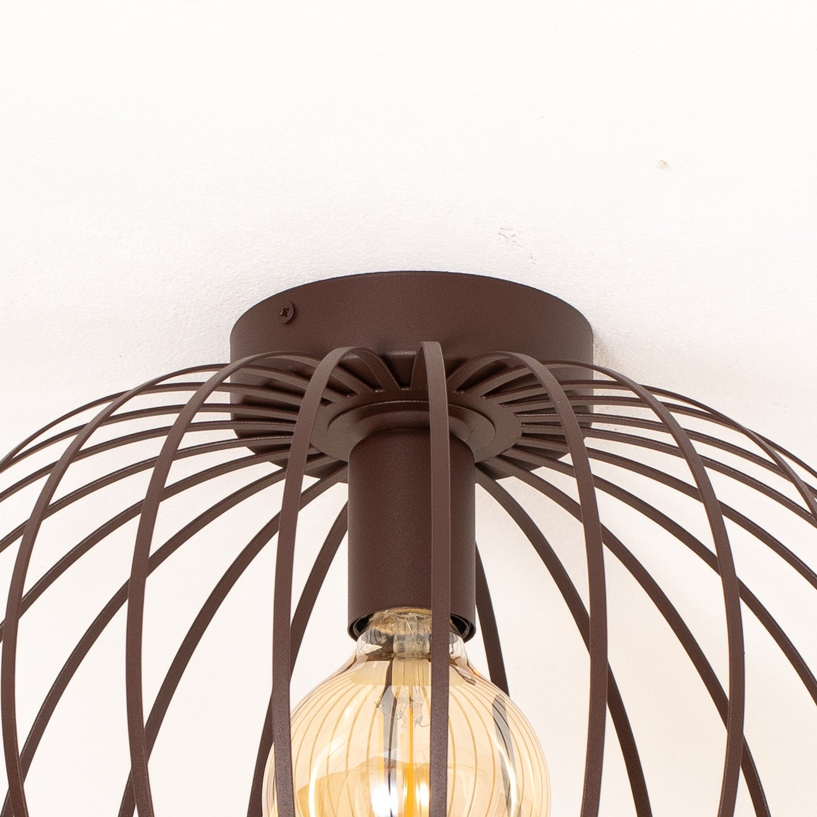 Loftlampe Cruce, mørkebrun, stål, Ø 40 cm