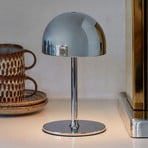 LED-akutoitega laualamp Tim, kroomivärvi, kõrgus 22 cm, IP54