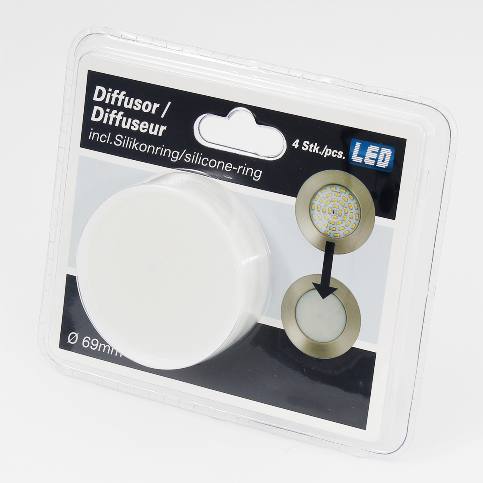 Brilonger Four diffuser attachments recessed lights, 6.9 cm, plastic, silicone, H: 0.55 cm