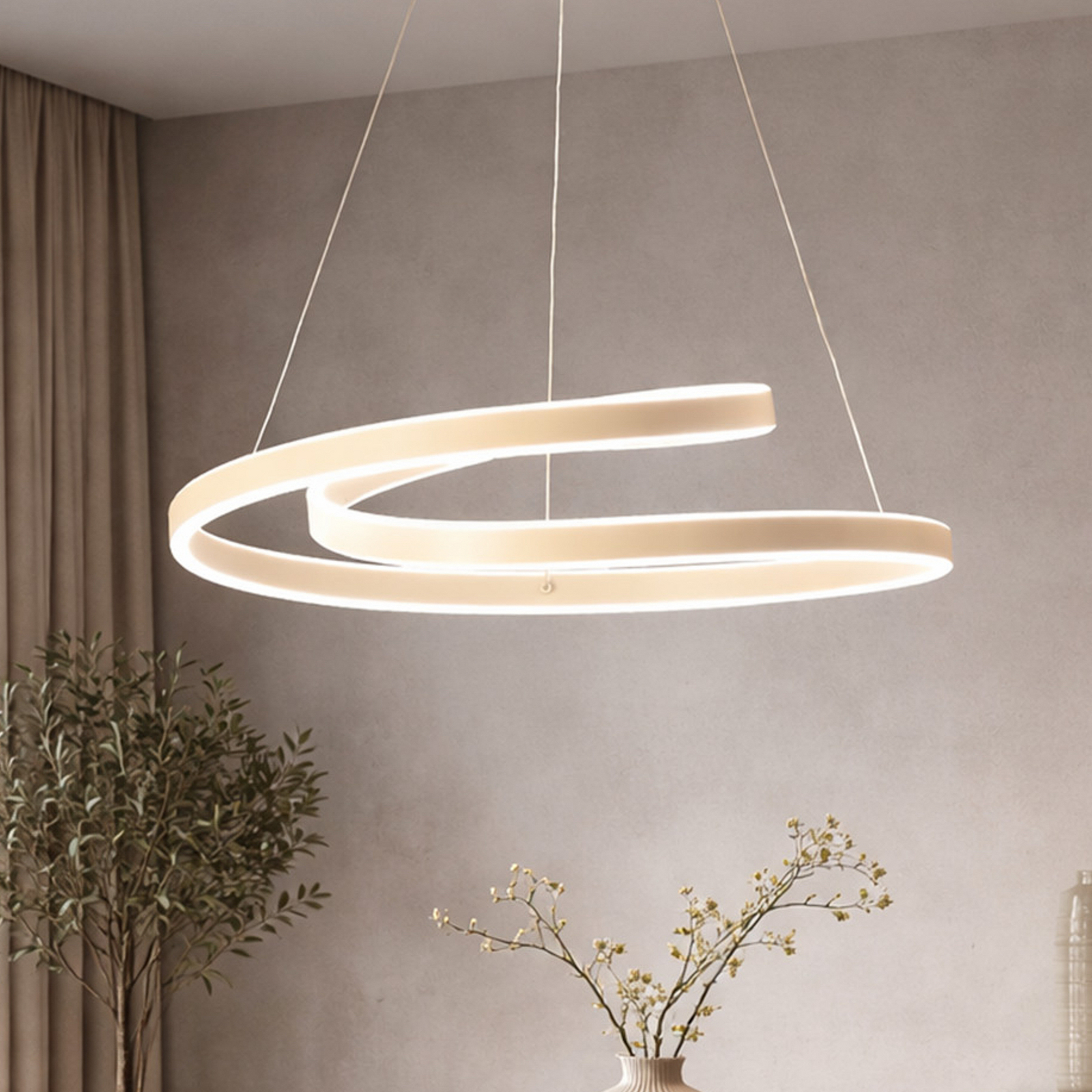 LED-Hängelampe Amarin, sandfarben, Ø 61 cm, Metall, CCT