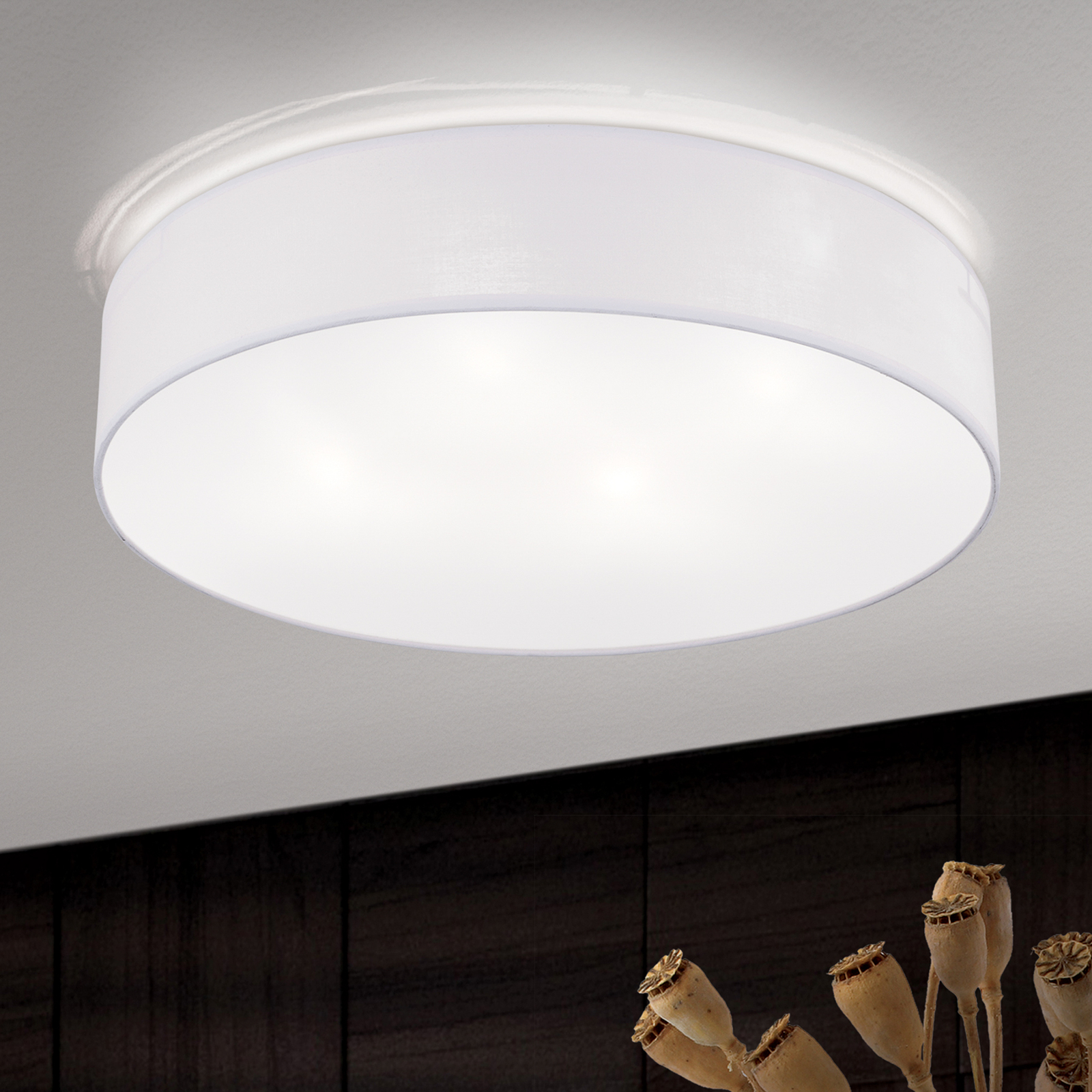 Deckenleuchte Ufo mit Leinenschirm