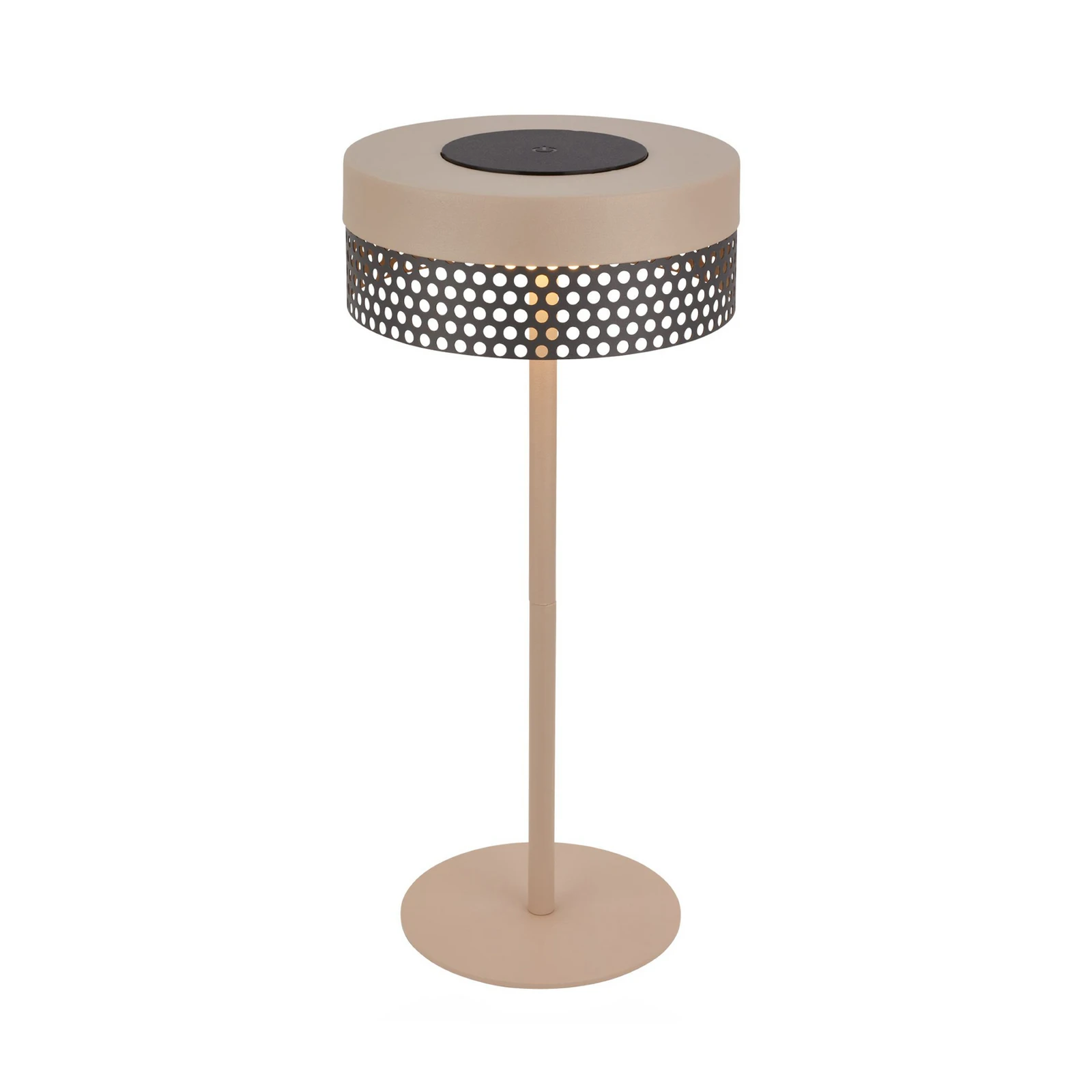 Akku-Tischleuchte Booha, beige, Metall, IP44, dimmbar