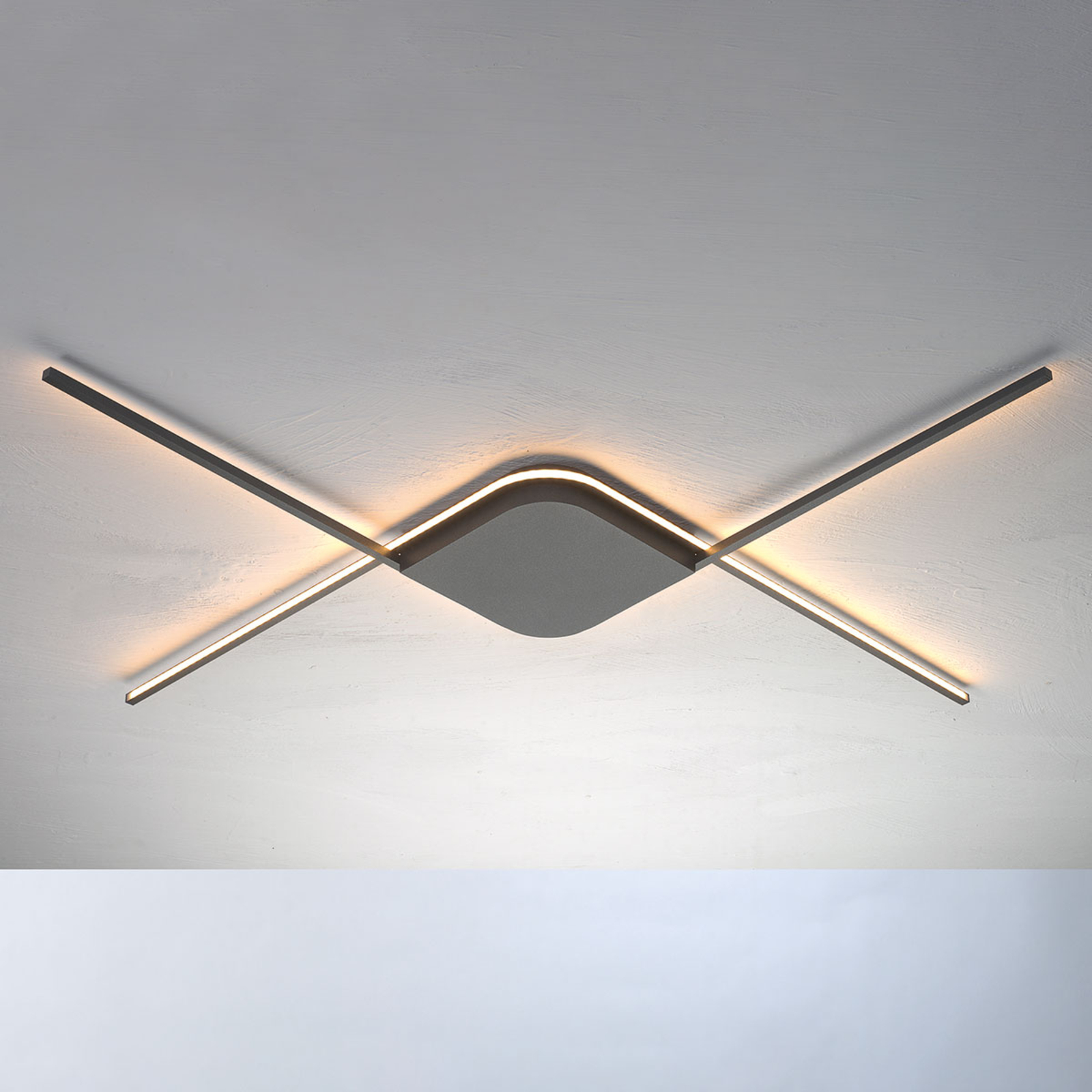 BOPP Bopp Less - LED ceiling light, anthracite, for Living / Dining Room, aluminium, 31 W, energy efficiency: A+, L: 97 cm, W: 97 cm, H: 4 cm