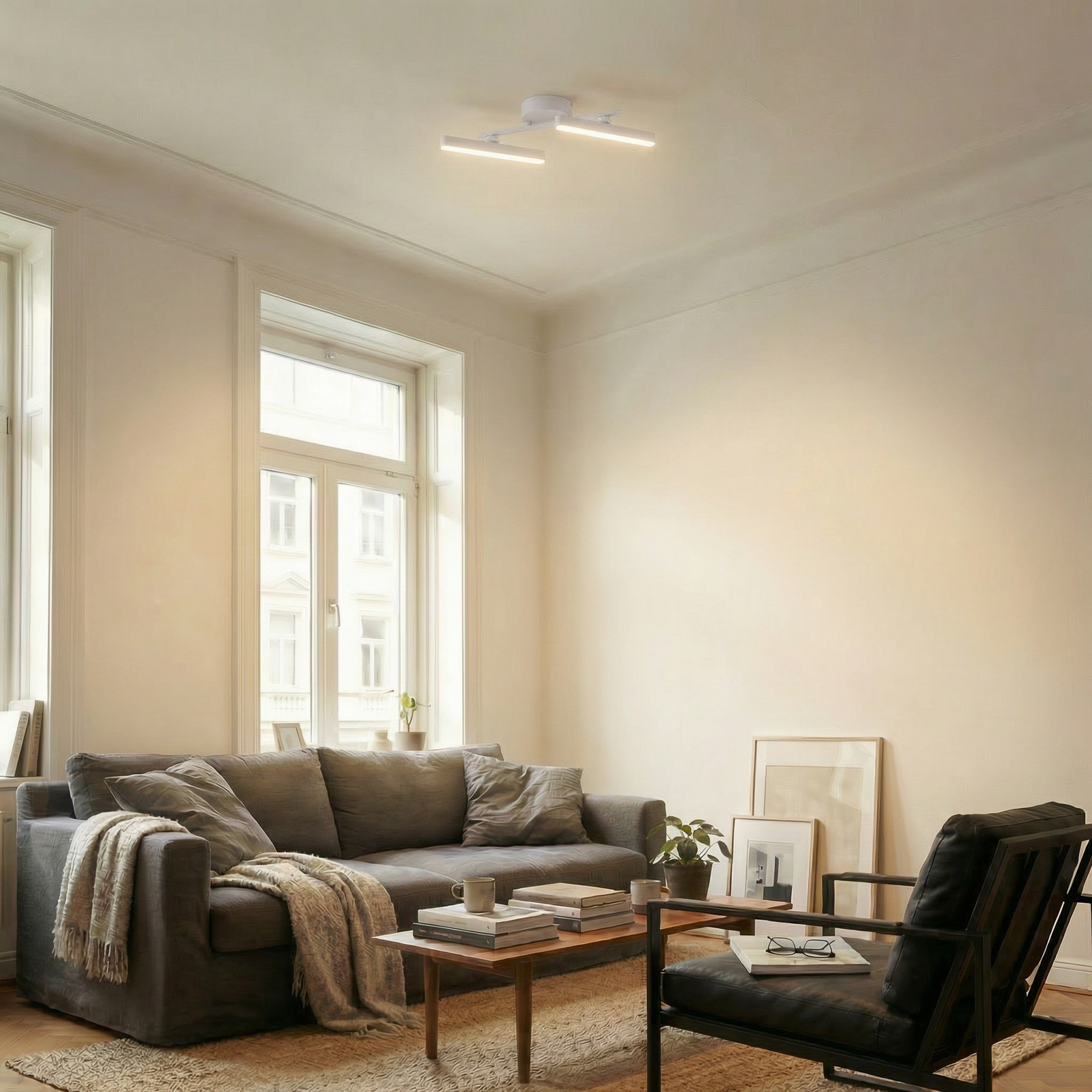 Lindby LED reflektor Eldrin, fehér, 2-lámpás, fénycsík, fényszalag