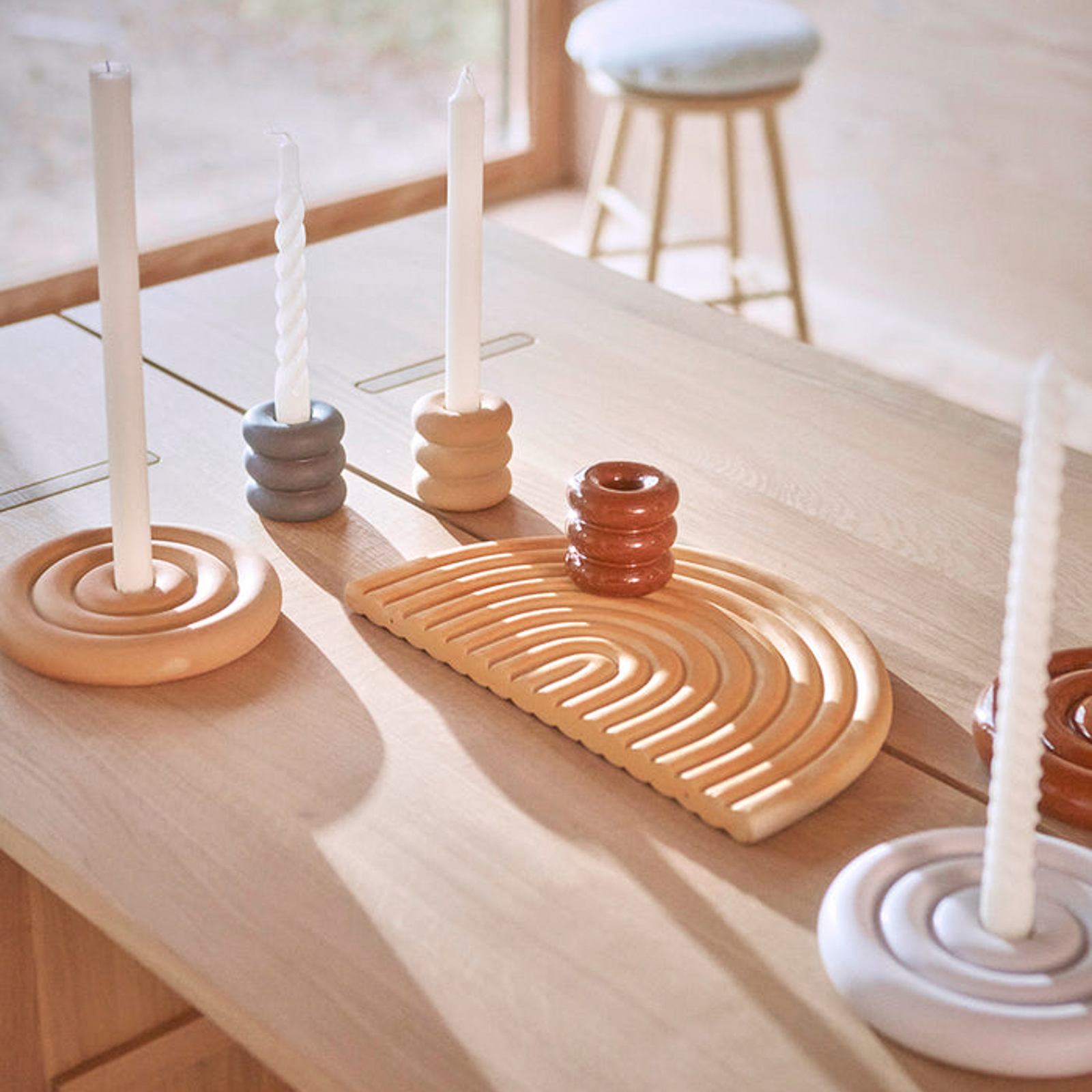 Castiçal Savi bege, Ø 17 cm, cerâmica - OYOY Living Design