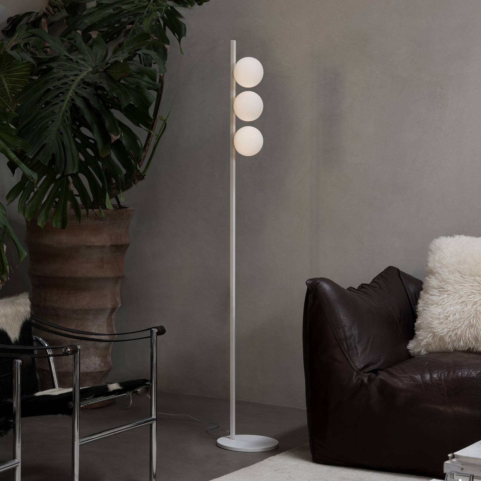 Lampadaire IDEAL LUX Binomio, blanc, hauteur 160 cm, métal, à 3 lampes