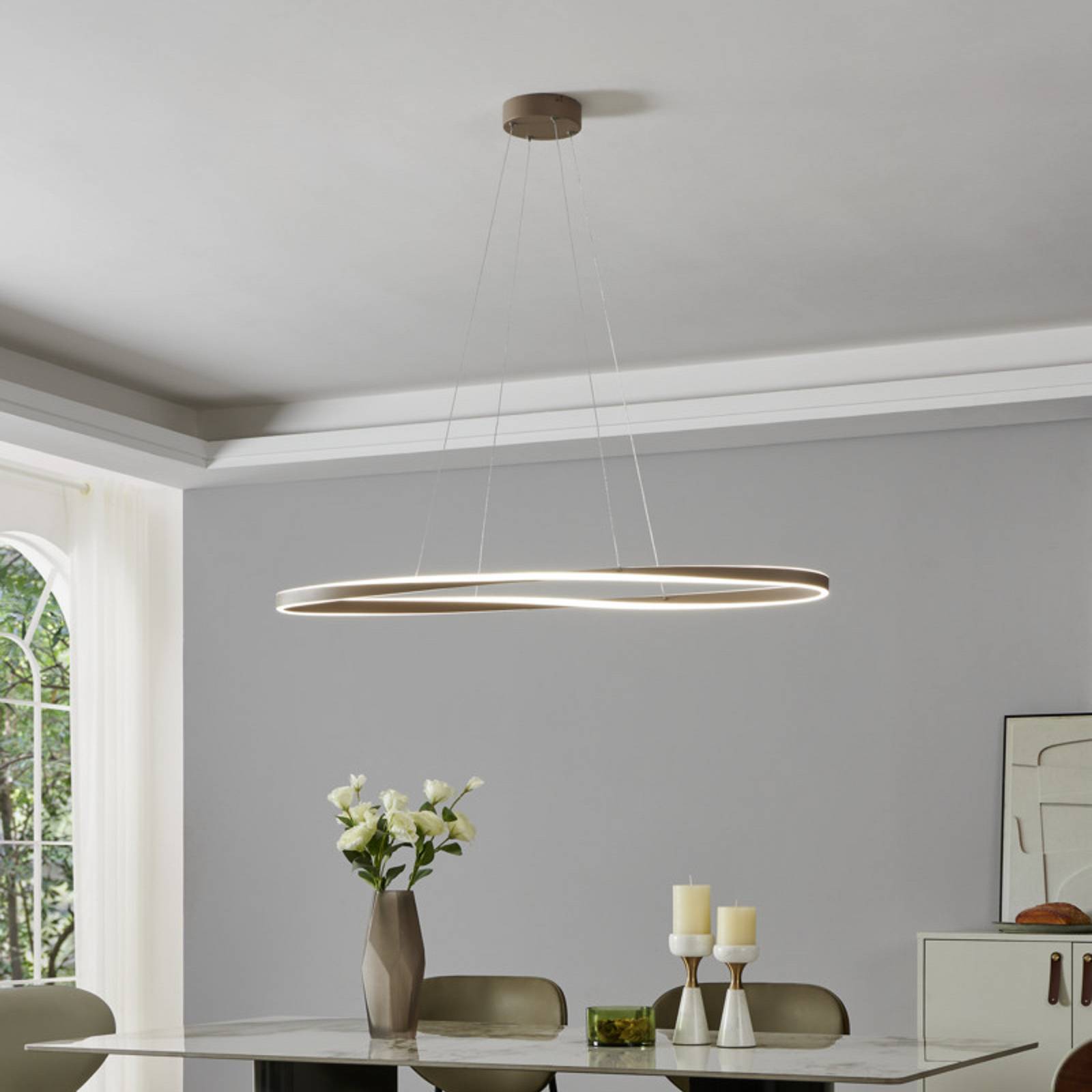 EGLO LED hanglamp CAMEROTA, beige, 111 x 38 cm, afstandsbediening
