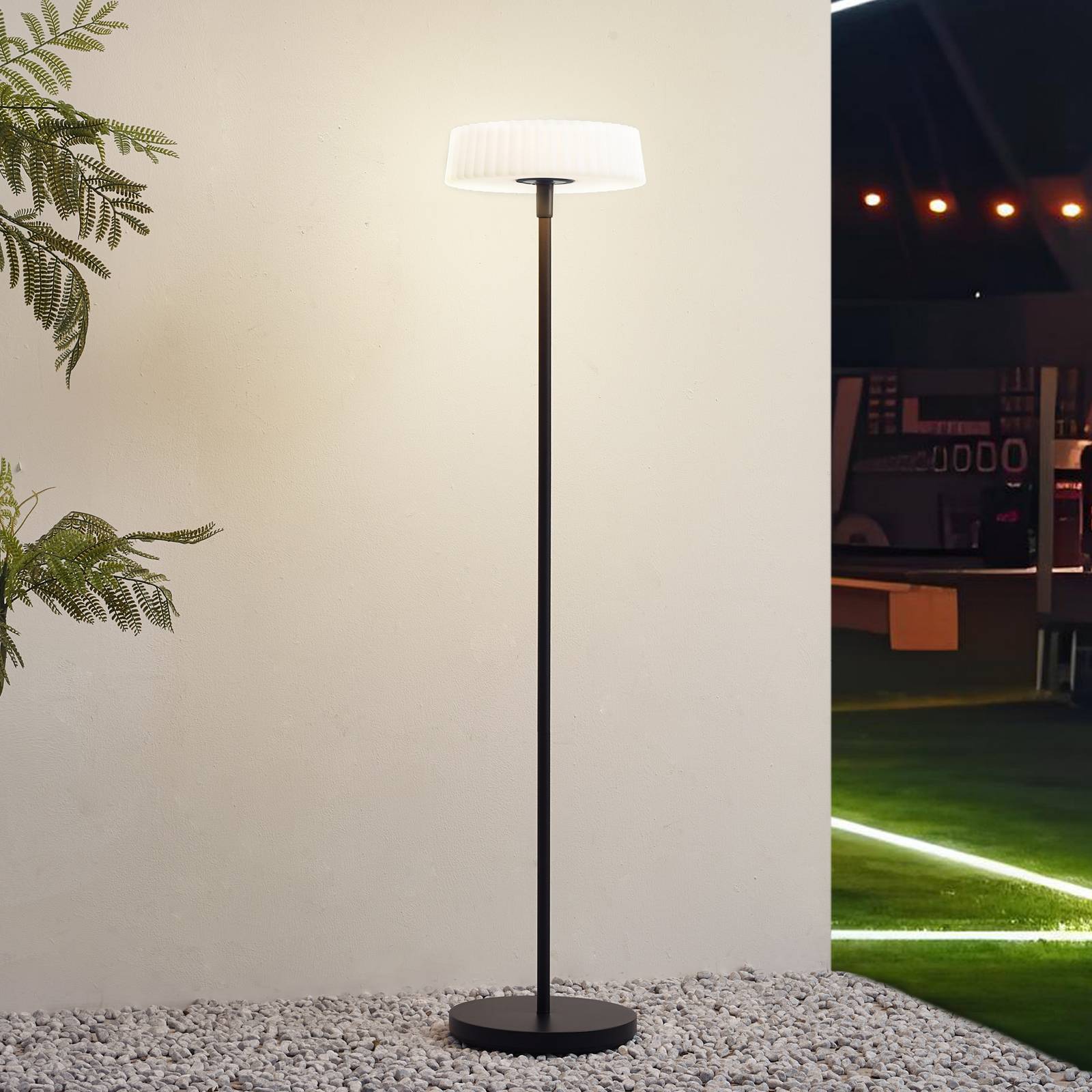 Lampa stojąca LED solarna Samine, czarny, metal, ściemniany