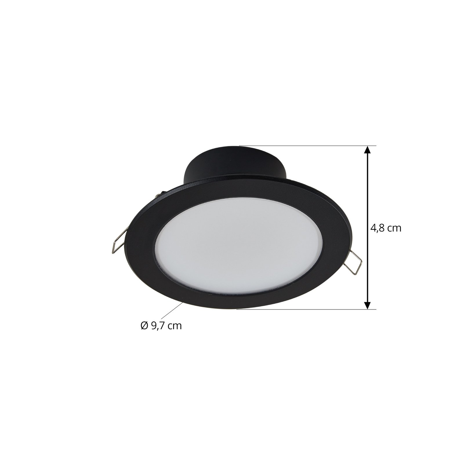 Prios LED vgradno reflektorsko svetilo Rida, črno, 14,5 cm, 12 W, CCT