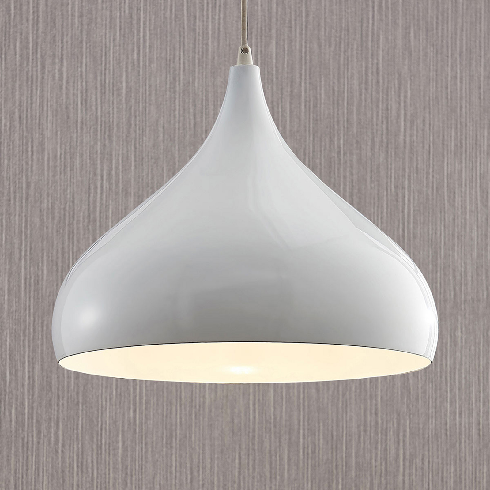 Lampă suspendată Lindby Ritana alb metal Ø 31 cm E27 - Camera de zi / sufragerie - Modern - Aluminiu