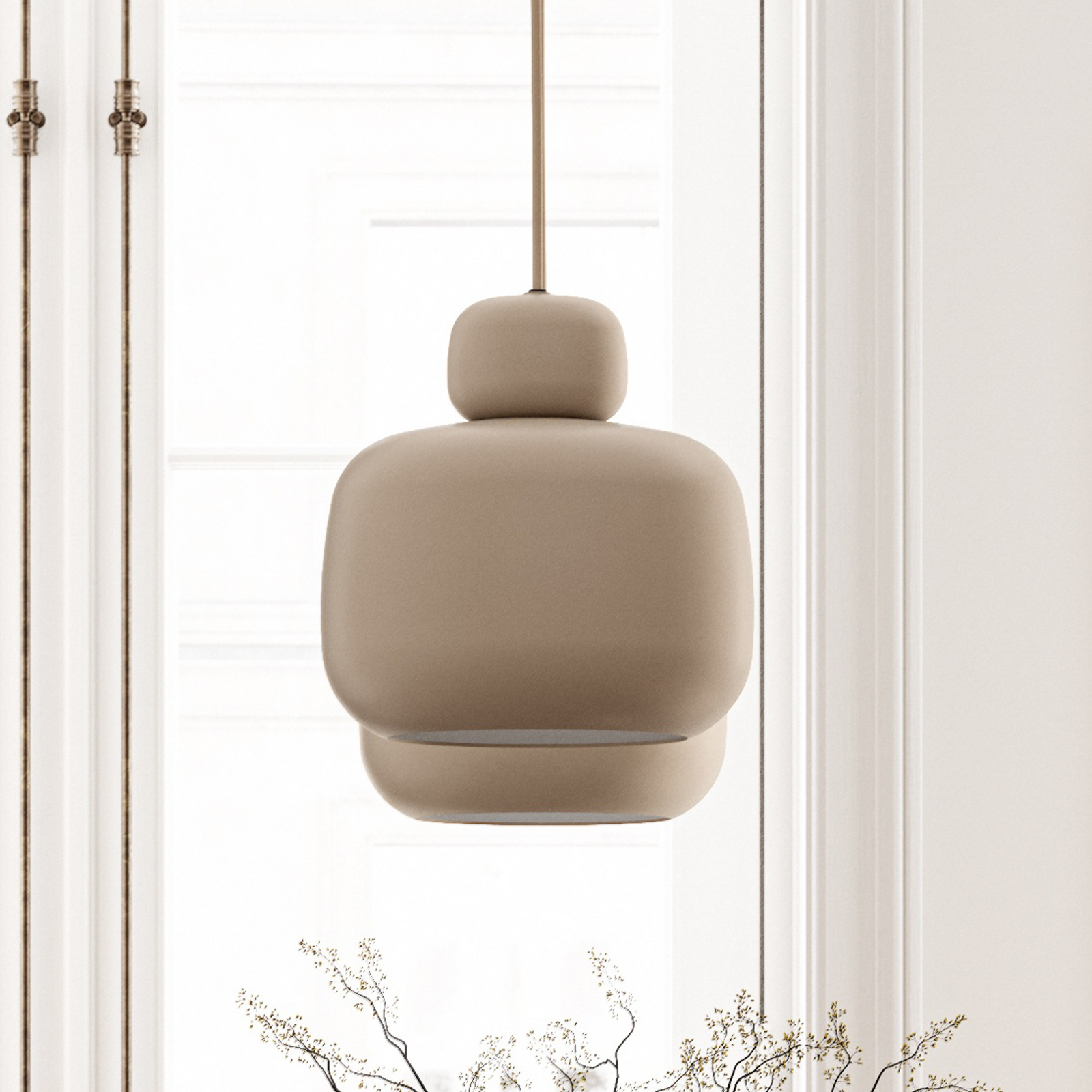 Stone-riippuvalaisin, pieni, beige, metalli, Ø 16 cm – Woud Stone-riippuvalaisin, pieni, beige, metalli, Ø 16 cm – Woud