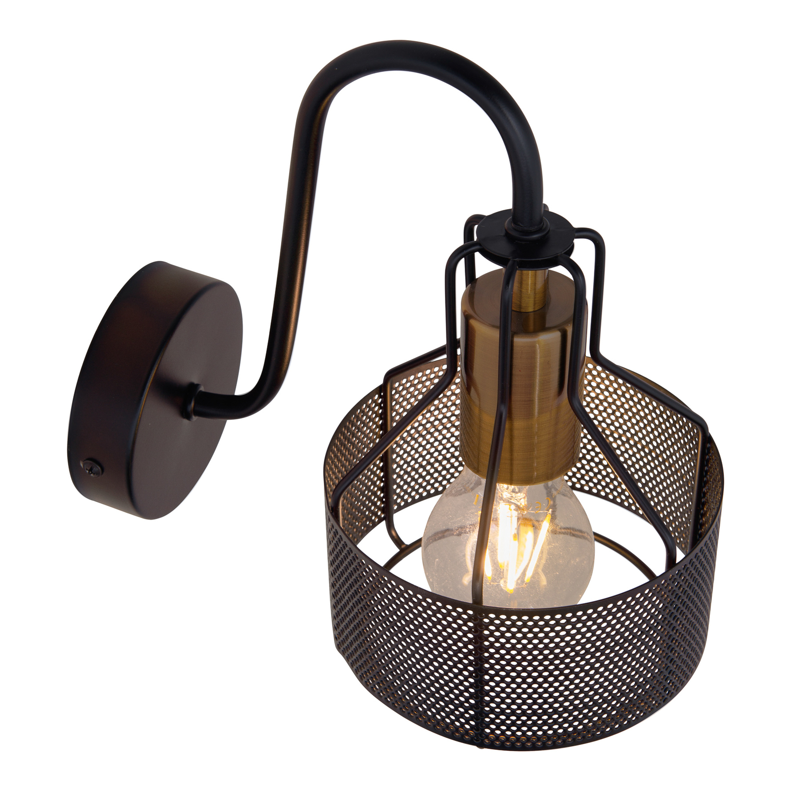 Wandlamp Foro, 1-lamp, zwart/goud