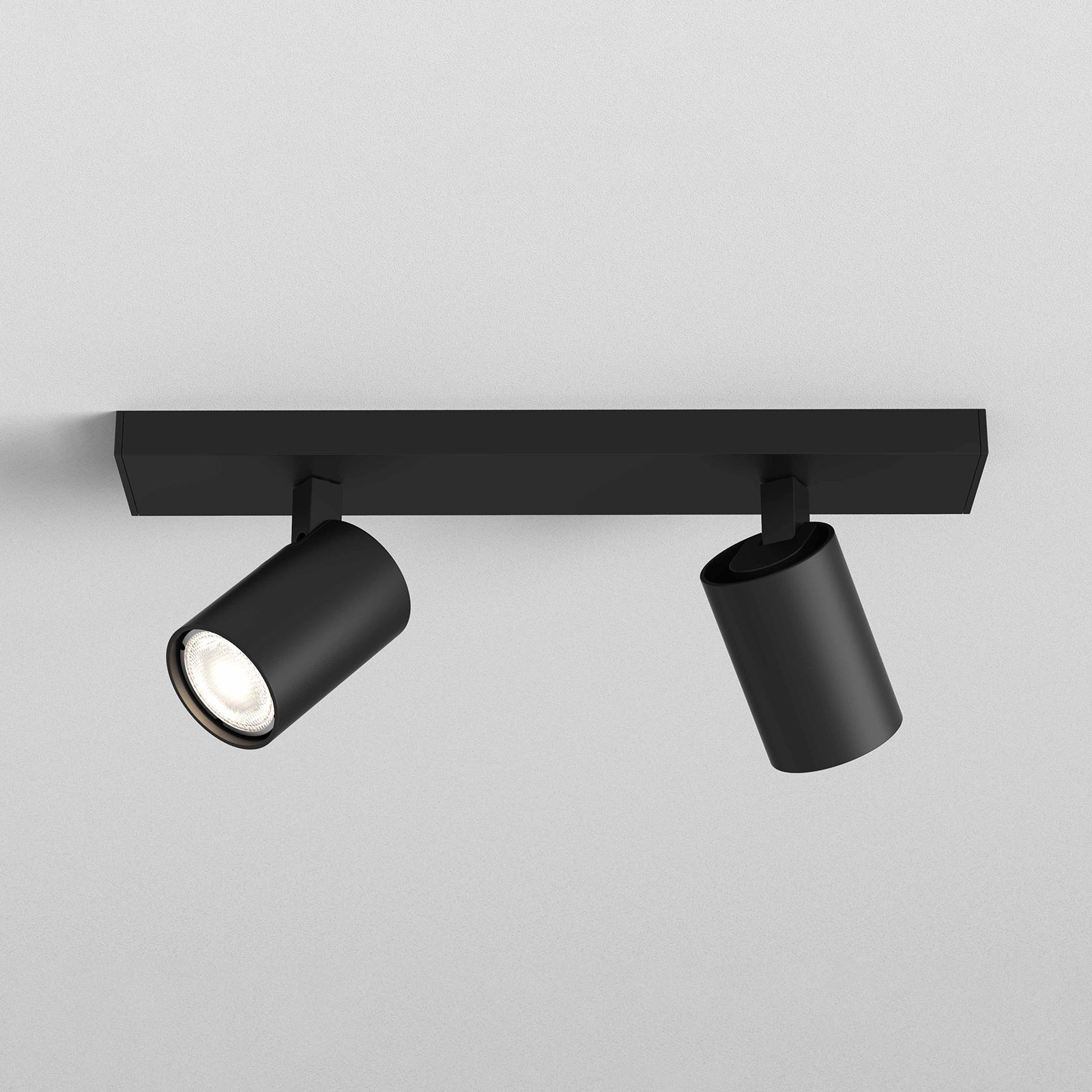 Astro Ascoli Twin ceiling spotlight, matt black, for Living / Dining Room, aluminium, GU10, 6 W, energy efficiency: A++, L: 35 cm, W: 6 cm, H: 13 cm