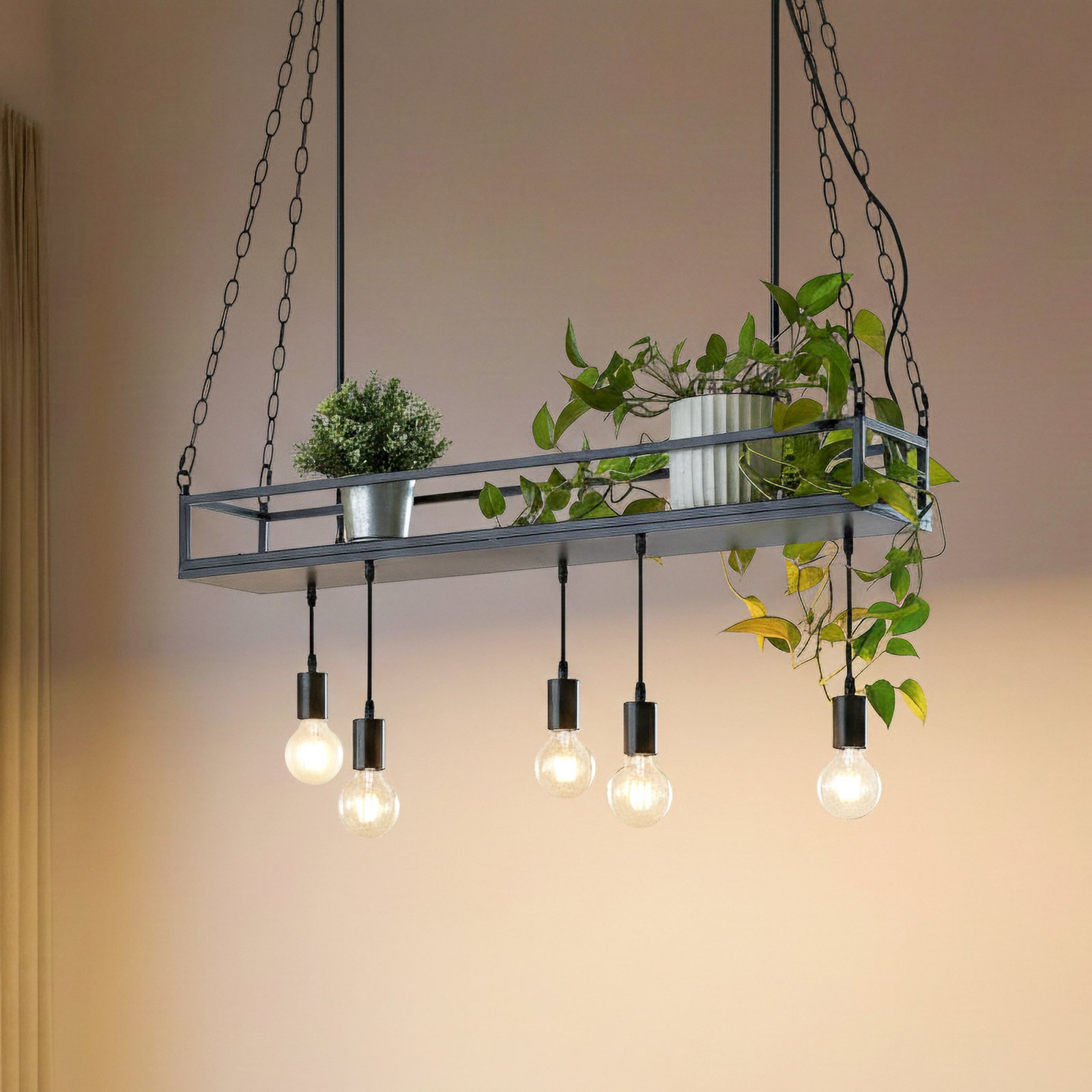 Lindby riippuvalaisin Kirista, 5-valo, musta, metalli, 100cm