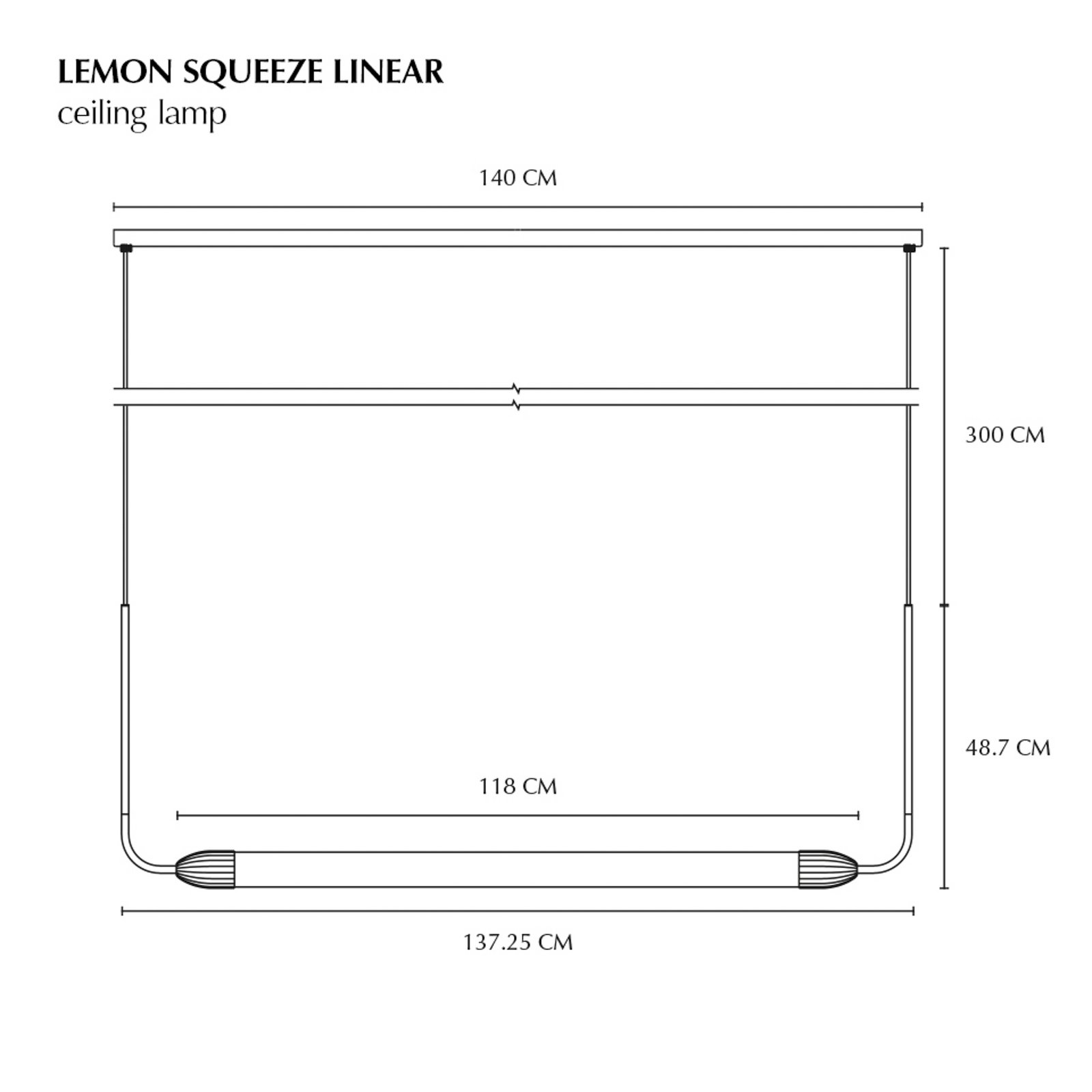 LEMON SQUEEZE LINEAR Candeeiro suspenso, latão 138 cm GU10 - UMAGE