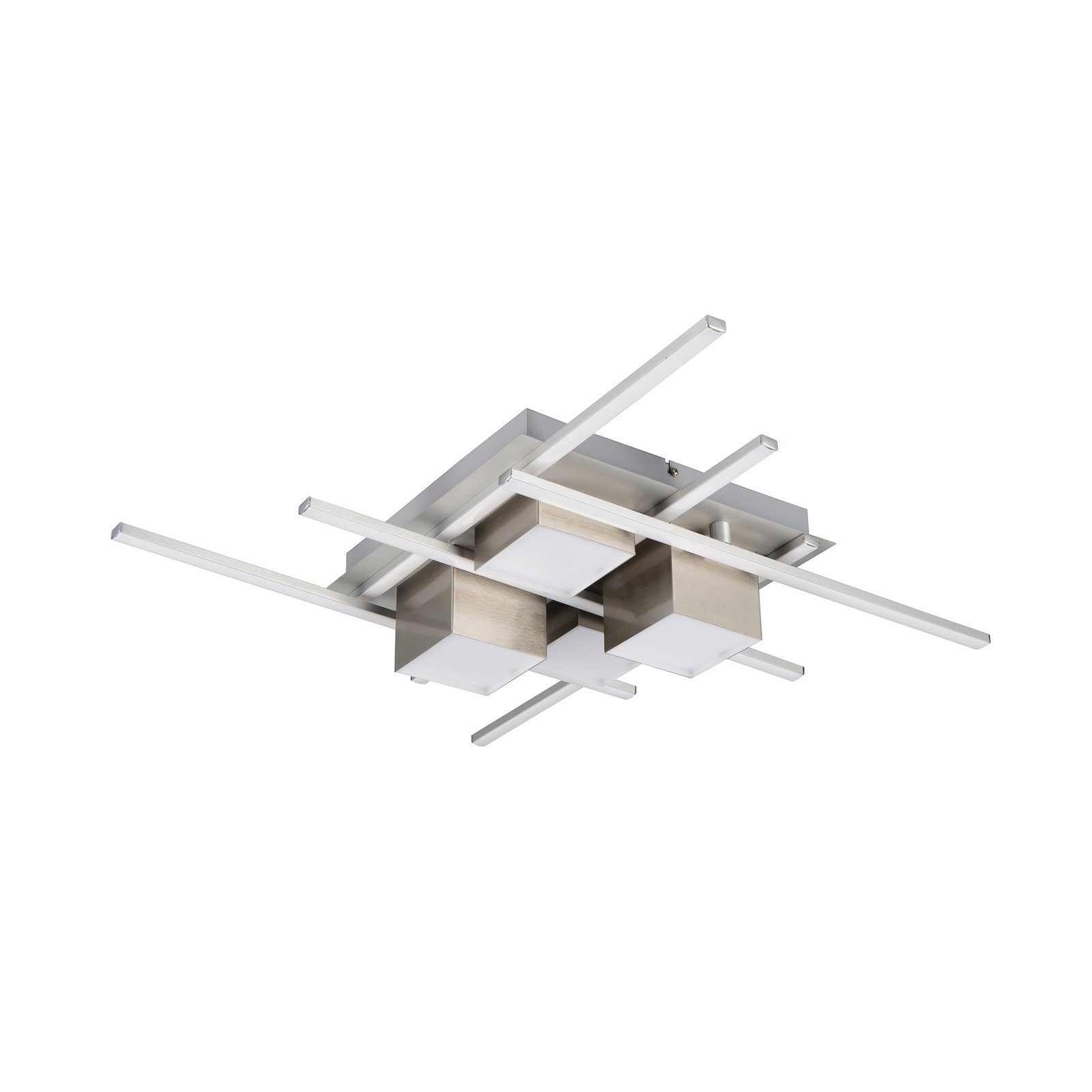 Roger LED ceiling lamp, matt nickel, metal, CCT, remote control.