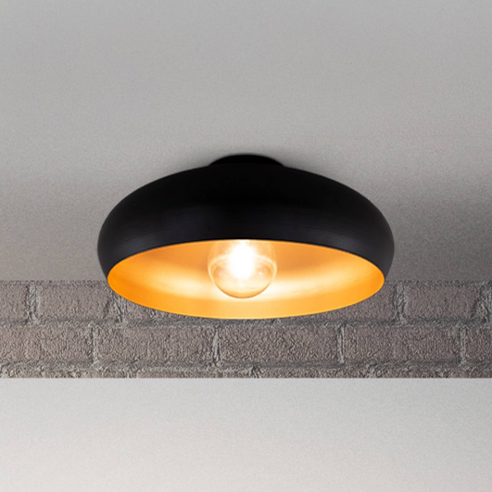 B.K. Licht Plafonnier Zoe, noir-doré, métal, E27