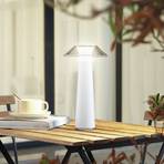 Lindby Candeeiro de mesa de exterior recarregável LED Gomba, branco,