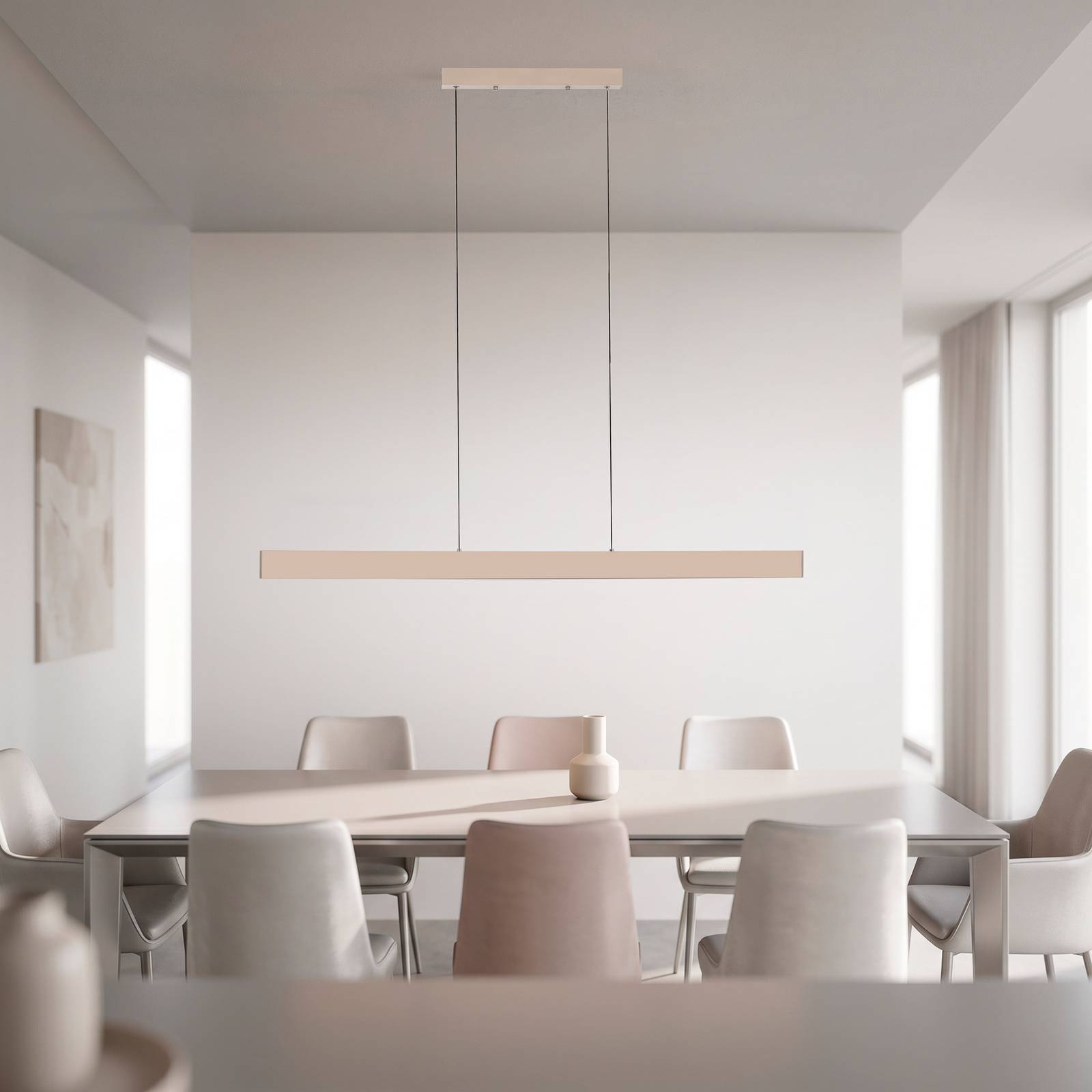 Żyrandol LED Adina, beż piaskowy, metal, 3 000 K, światło skierowane w górę/w