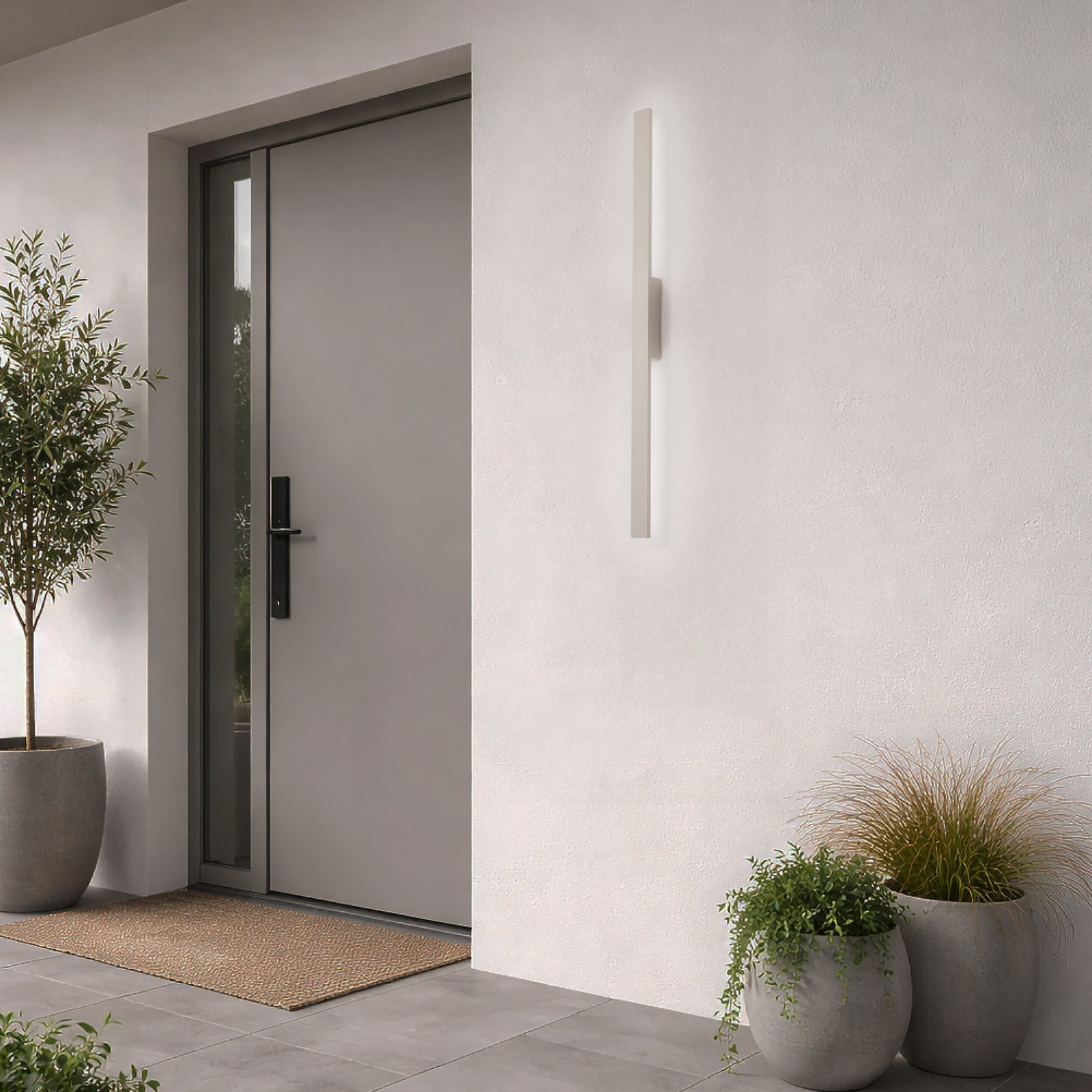 LED-vegglampe Demi M, sand, aluminium, høyde 100 cm, IP54